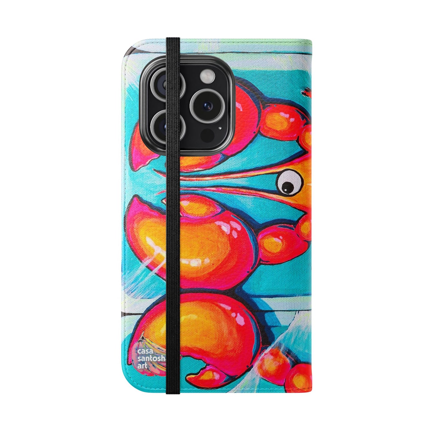 Neon Lobster Flip Phone Case – Wallet Cover with Card Slots