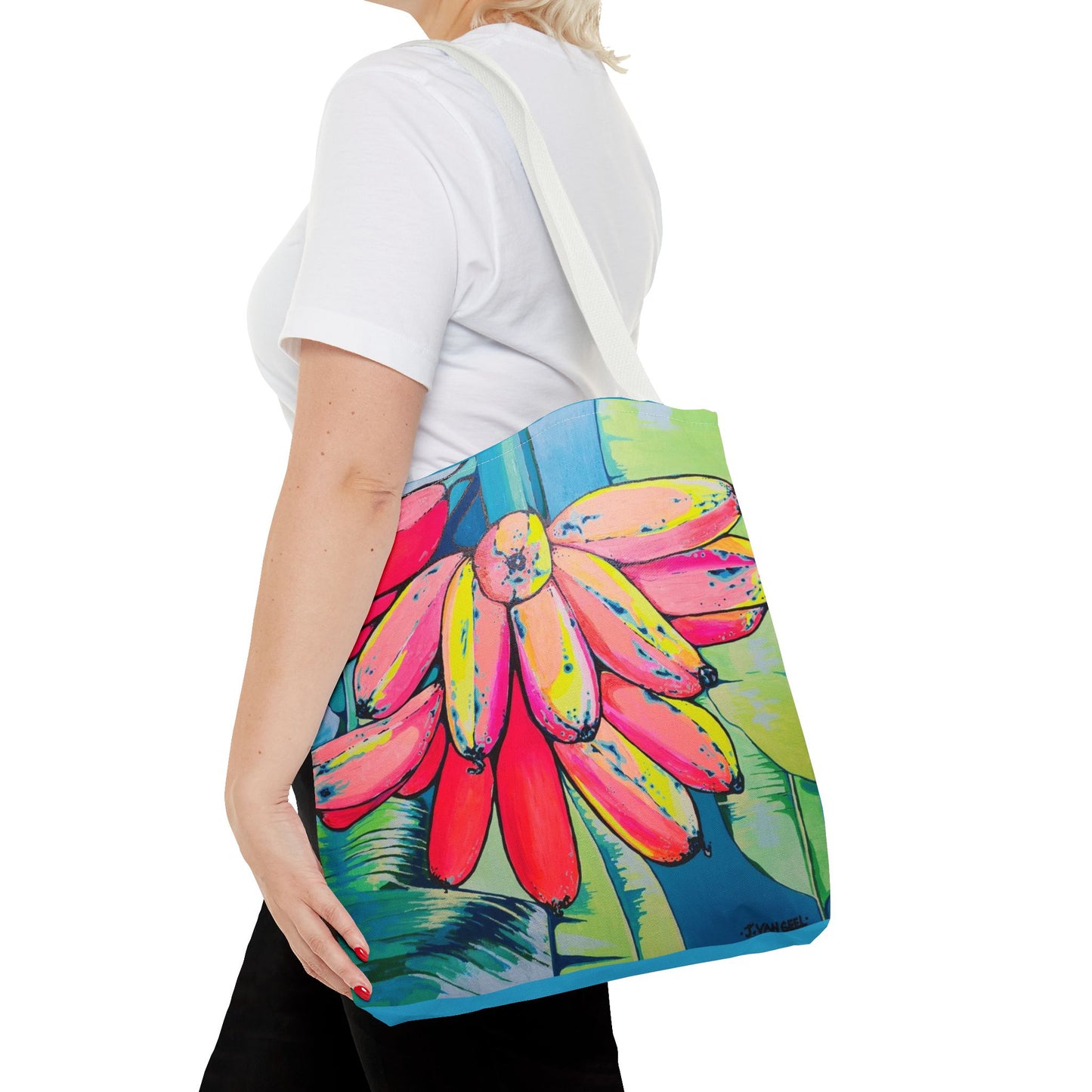 Premium Neon Primitivo Bananas Tote Bag, Original Artist Design, Reusable Shopping Tote, Eco-Friendly