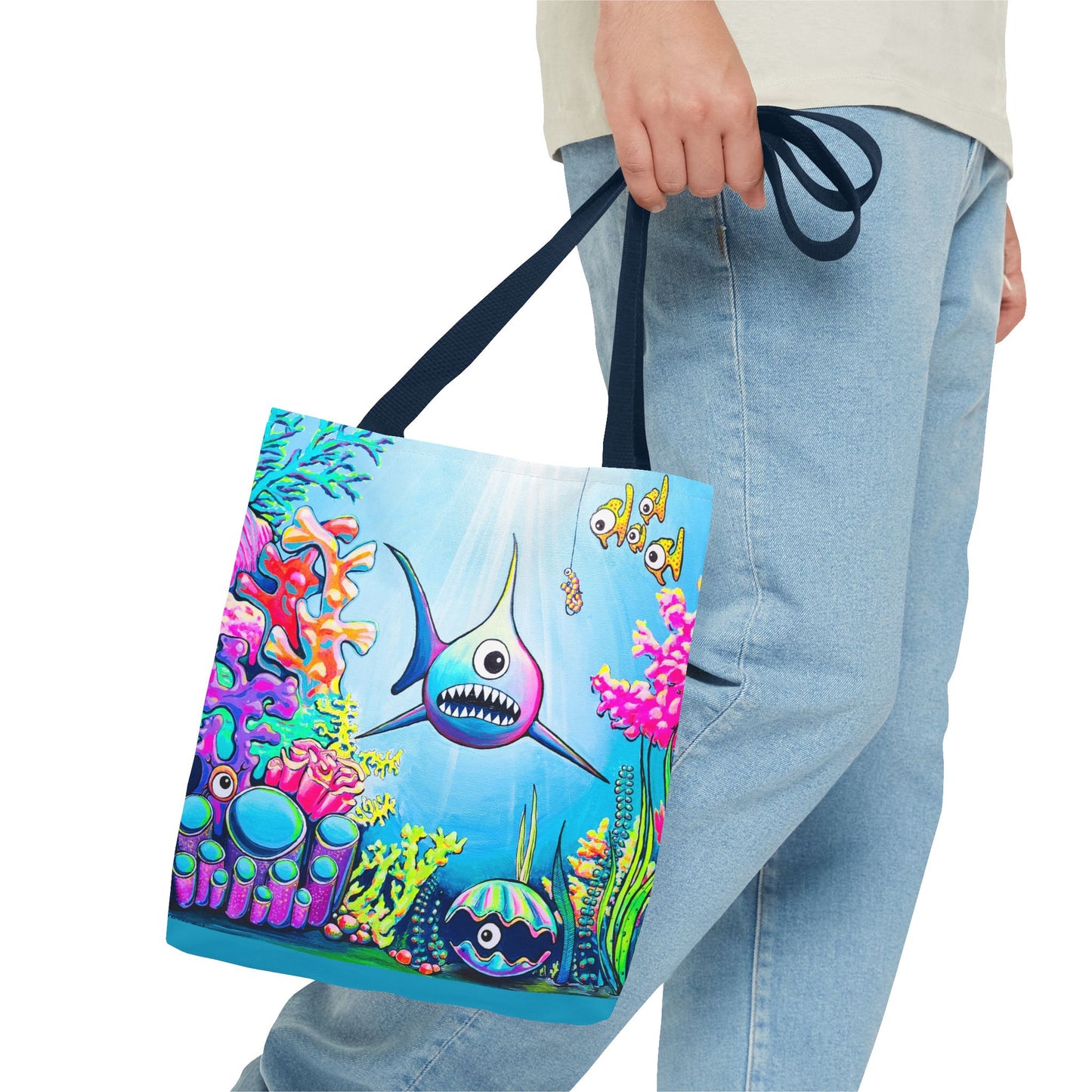 Premium Cyclops Shark Tote Bag, Original Artist Design, Reusable Shopping Tote,  Eco-Friendly