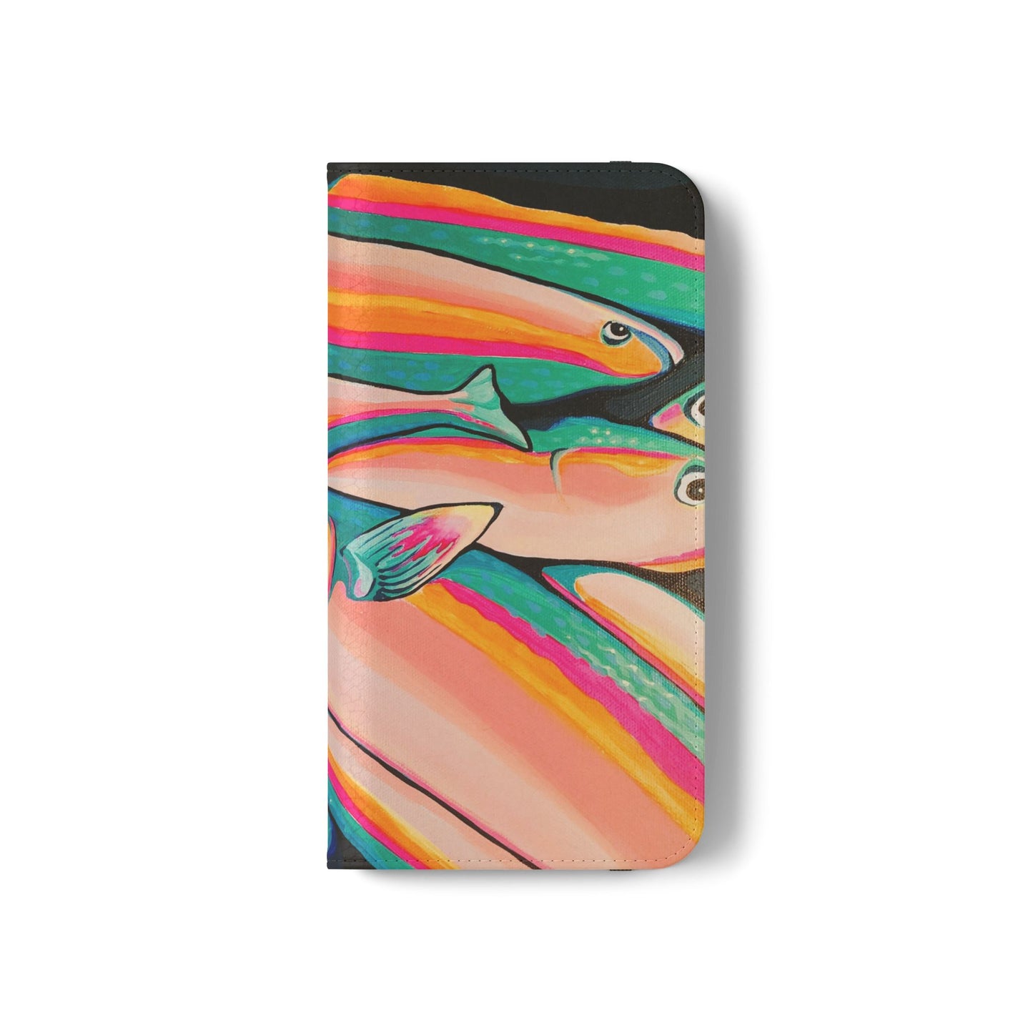 Neon Fish Flip Phone Case – Wallet Cover with Card Slots