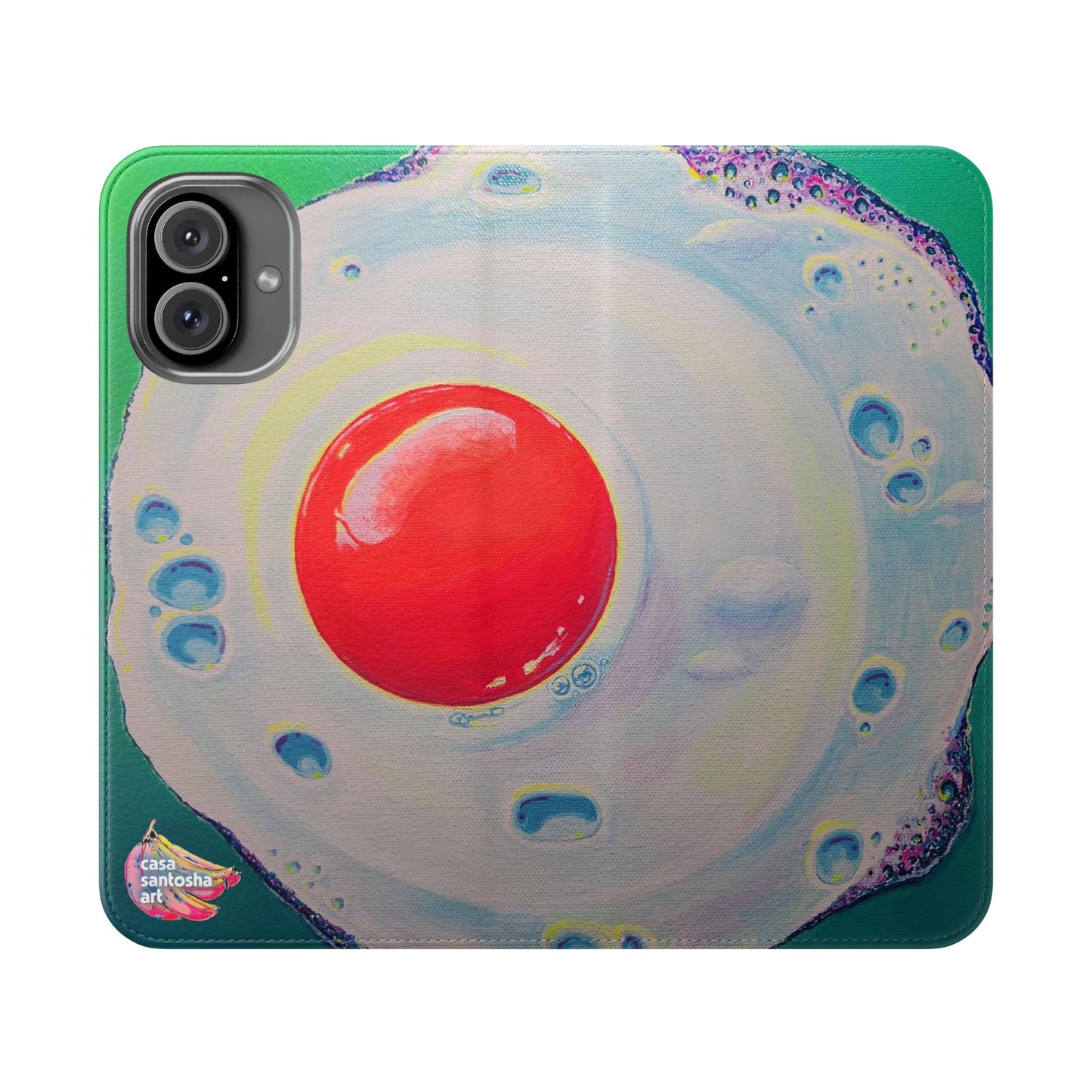 Neon Fried Egg Flip Phone Case – Wallet Cover with Card Slots