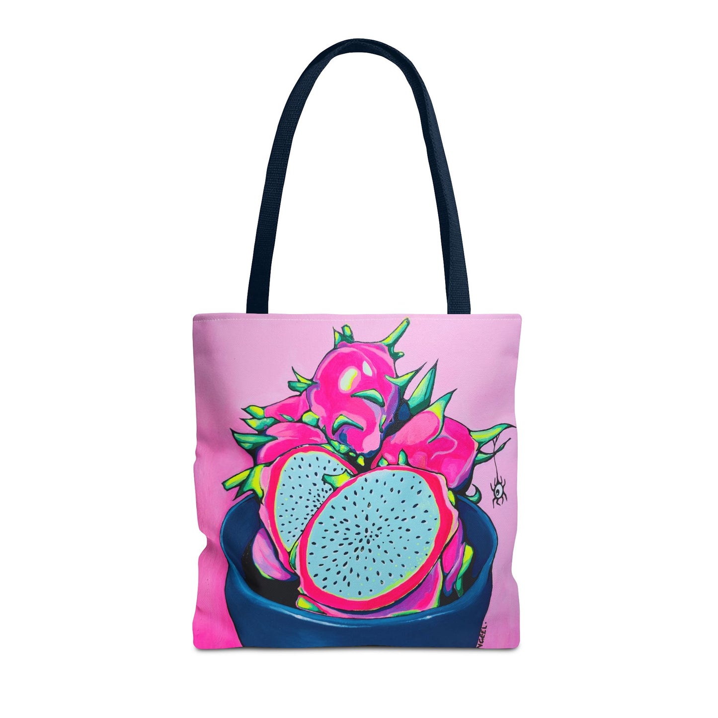 Premium Neon Pink Dragon Fruit Tote Bag, Original Artist Design, Reusable Shopping Tote, Eco-Friendly