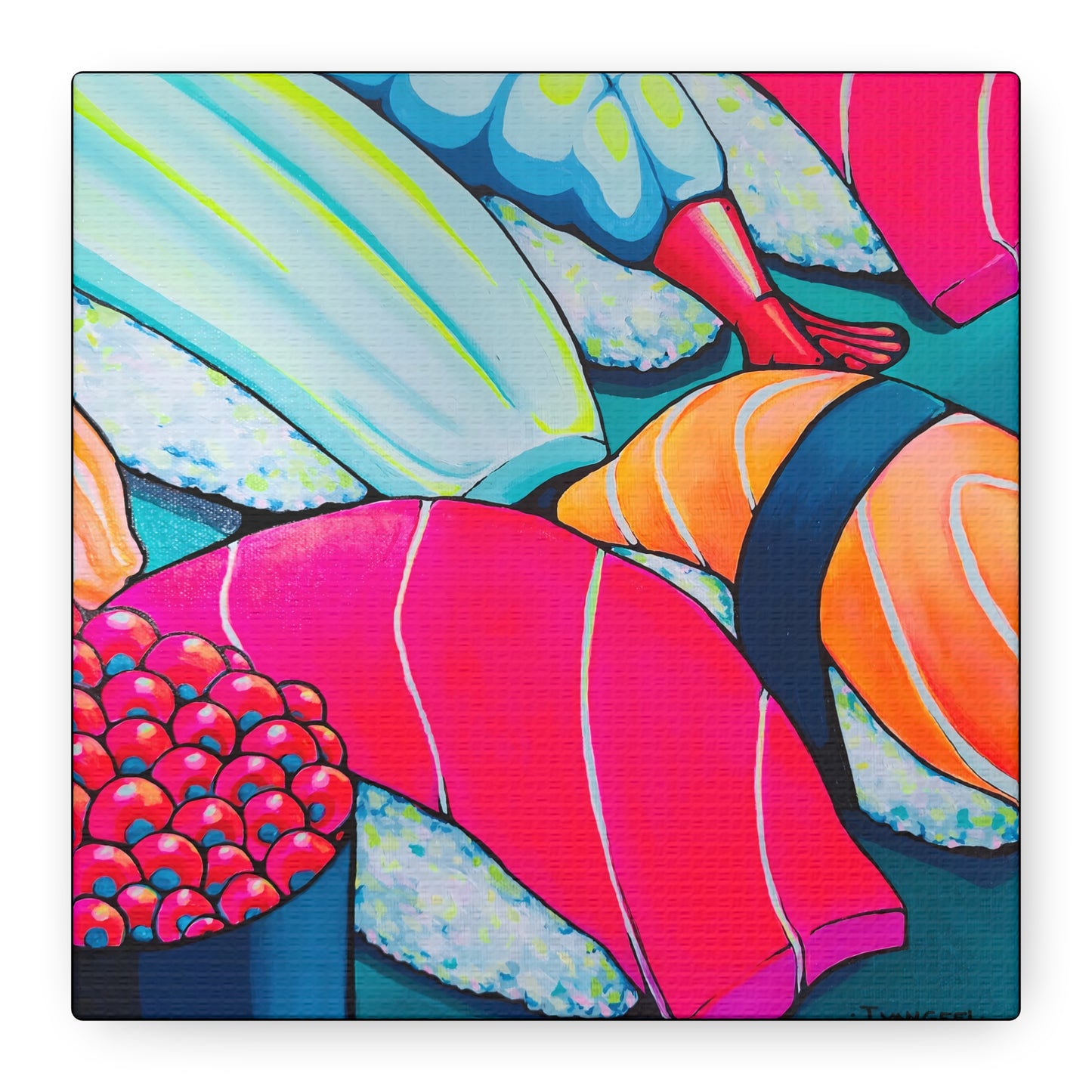 Neon Sushi Canvas Wall Art