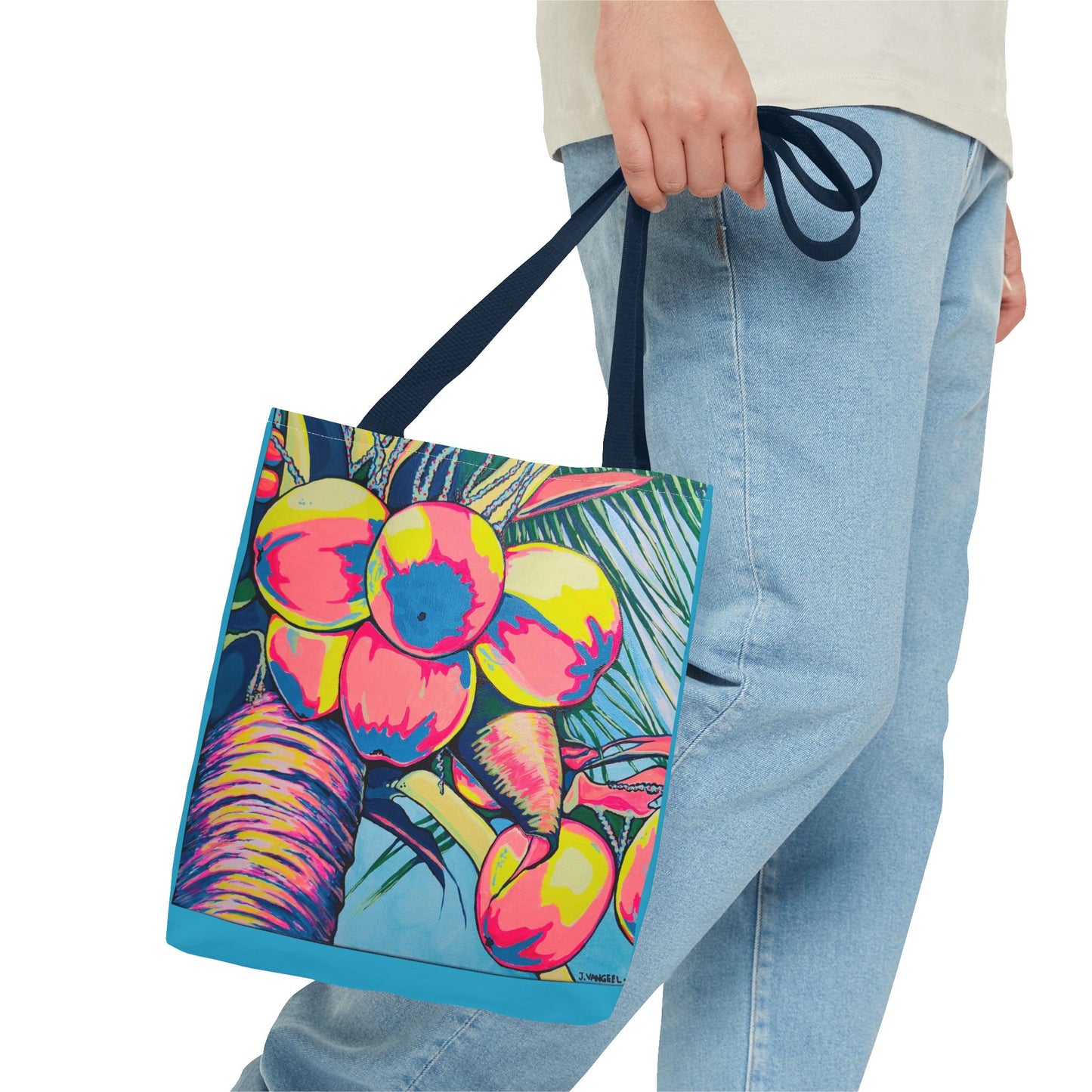 Premium Neon Coconuts Tote Bag, Original Artist Design, Reusable Shopping Tote, Eco-Friendly