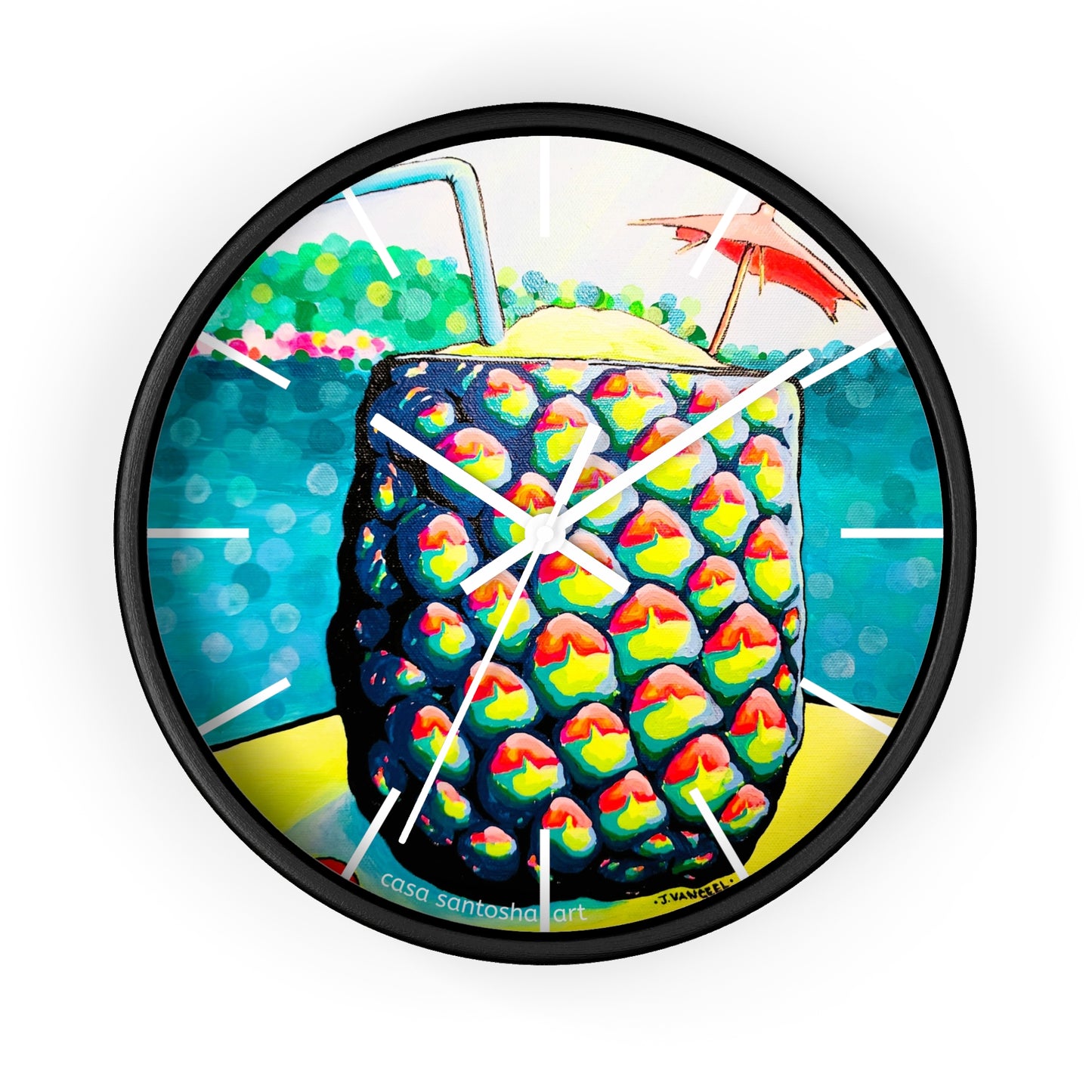 Neon Piña Colada Pop Art Wall Clock
