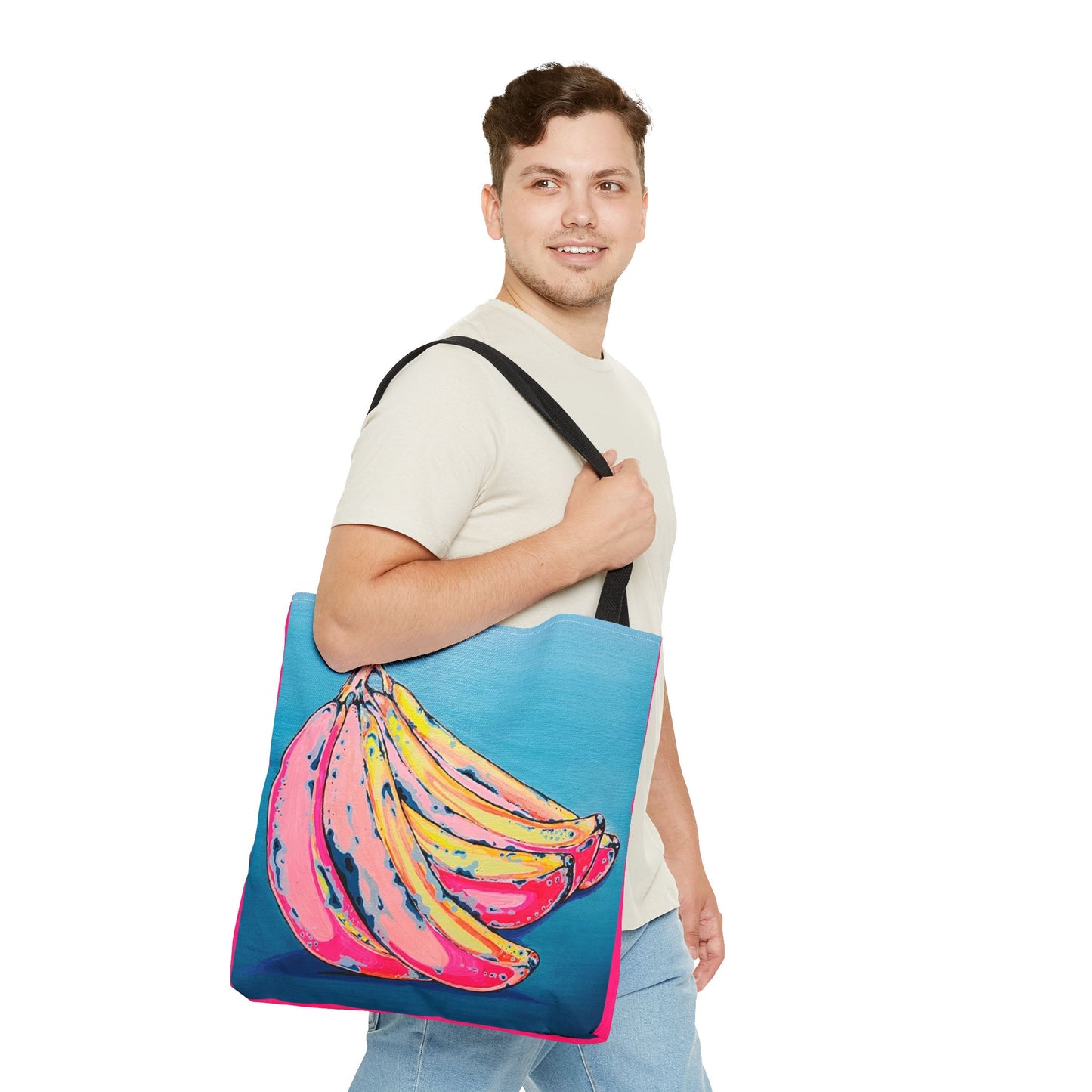 Premium Neon Bananas Tote Bag, Original Artist Design, Reusable Shopping Tote, Eco-Friendly