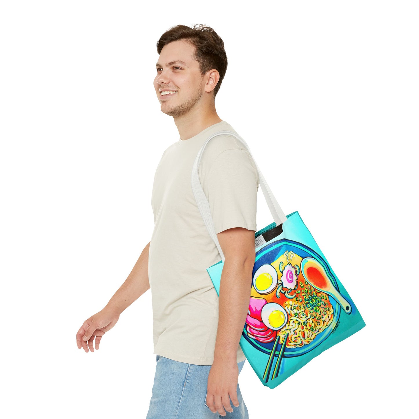 Premium Neon Ramen Tote Bag, Original Artist Design, Reusable Shopping Tote, Eco-Friendly