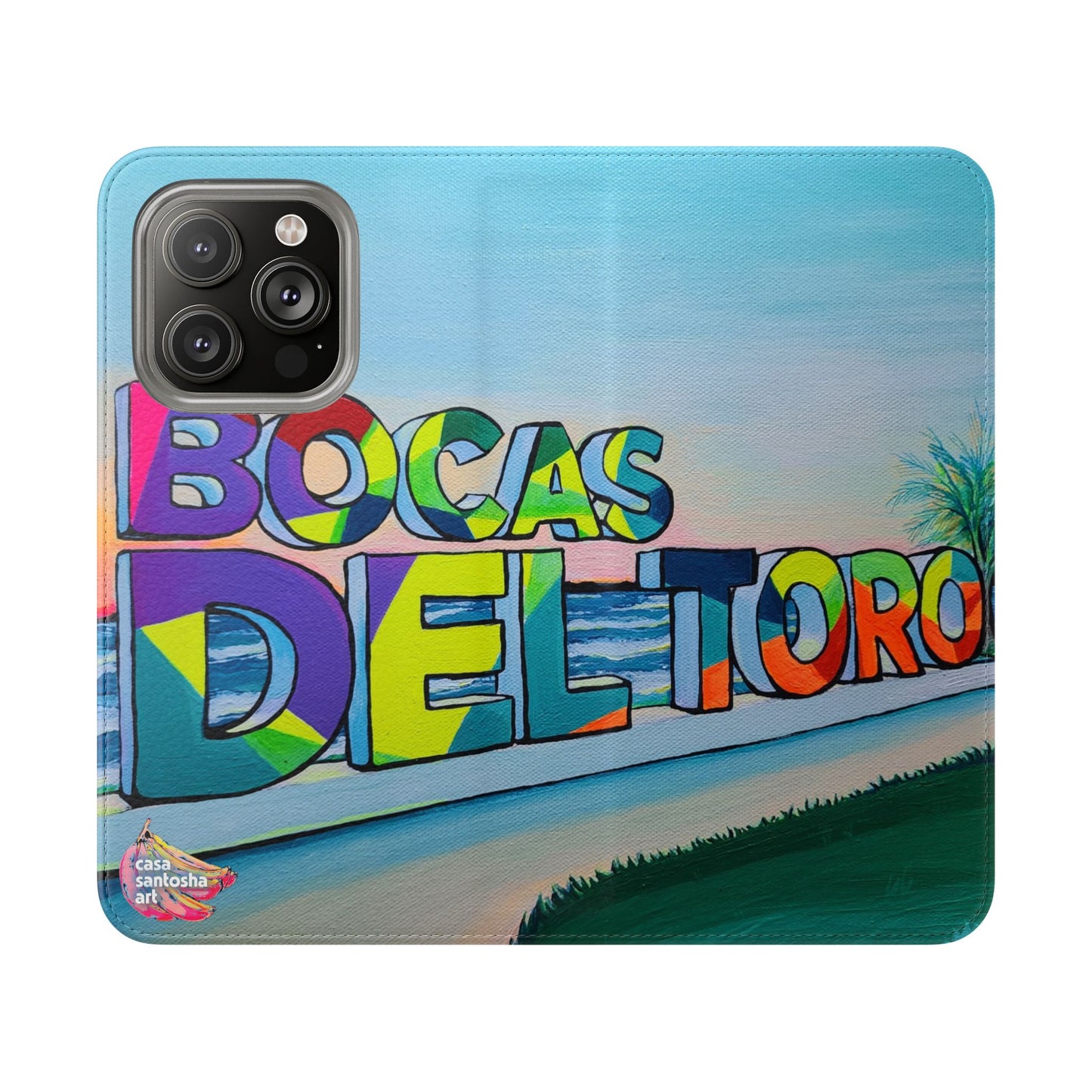 Bocas Del Toro Sign Flip Phone Case – Wallet Cover with Card Slots