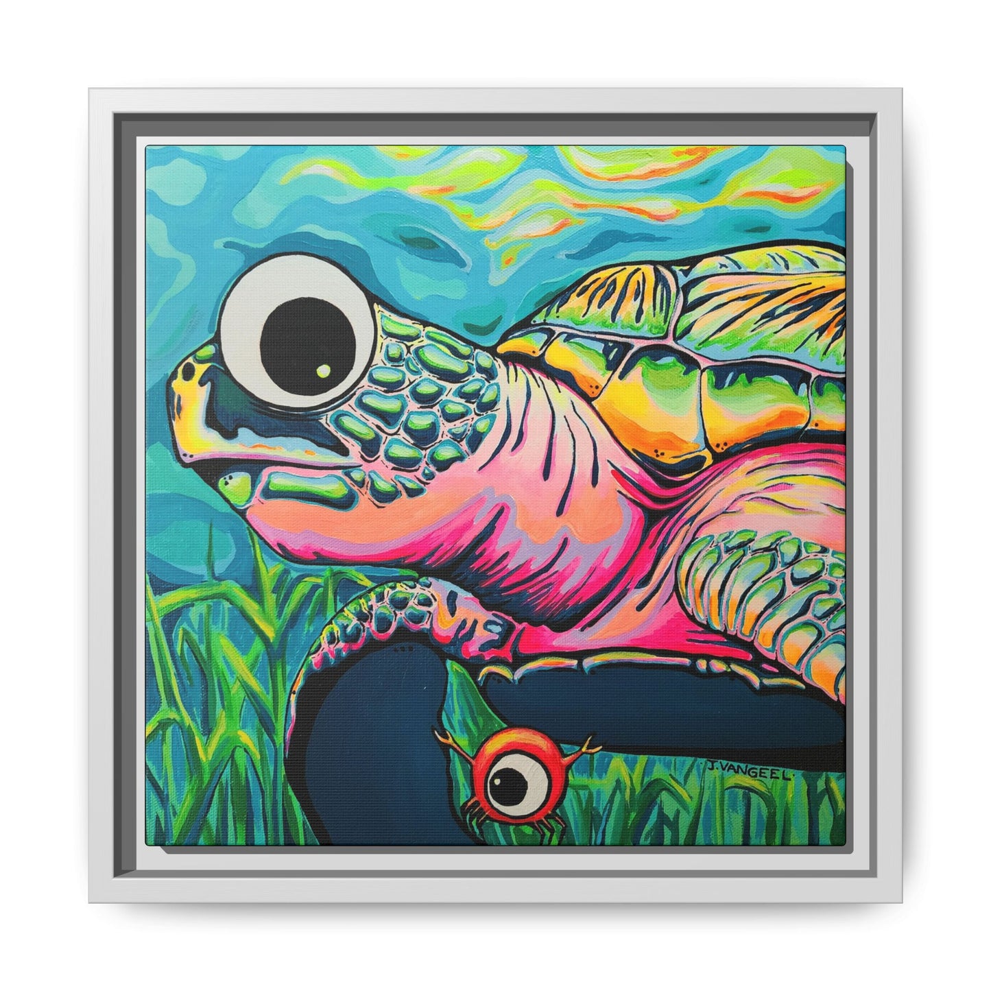 Framed Cyclops Turtle Canvas Print