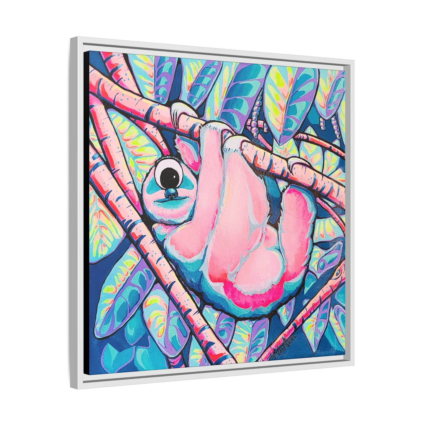 Framed Cyclops Sloth Canvas Print