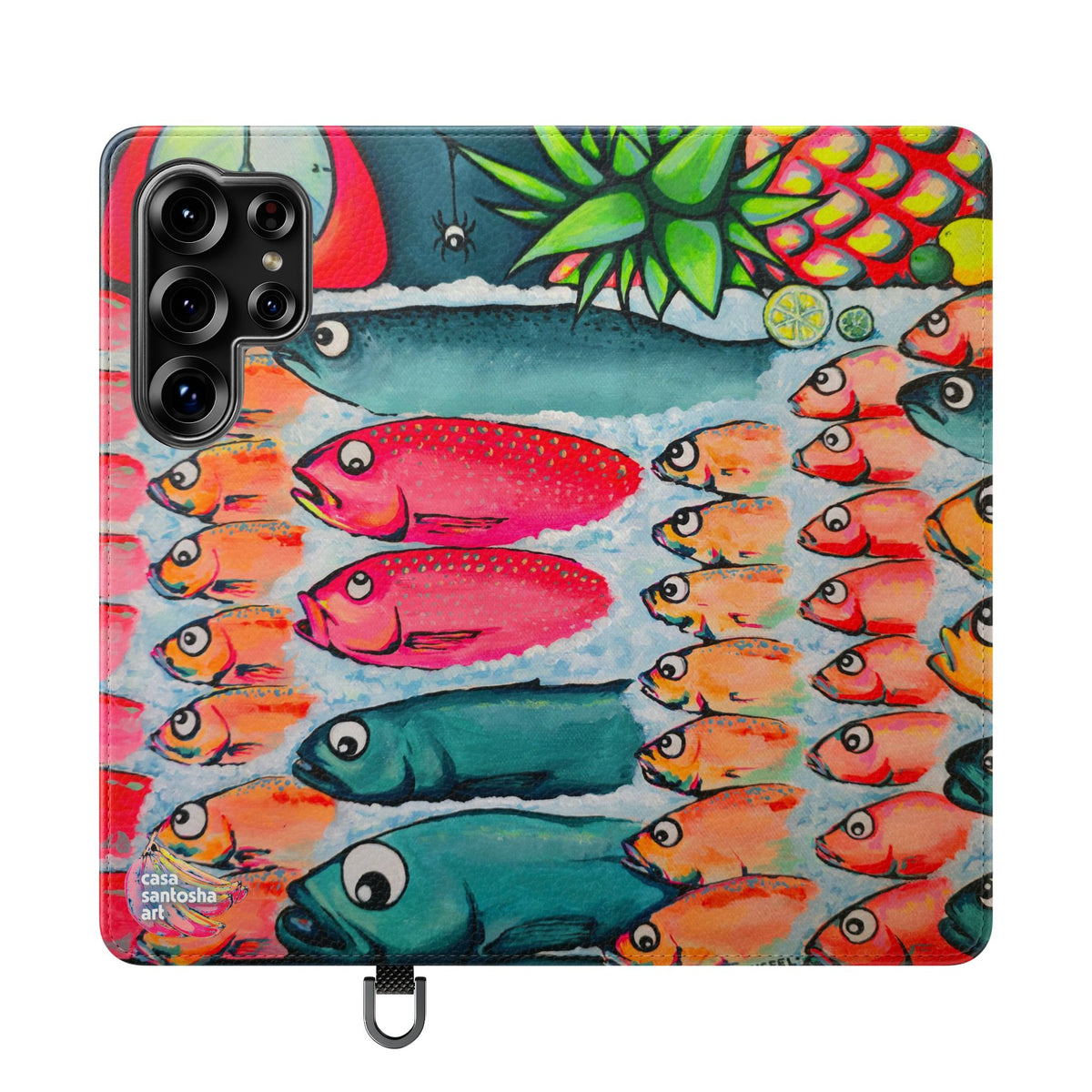 Neon Cabo Fish Market Flip Phone Case – Wallet Cover with Card Slots