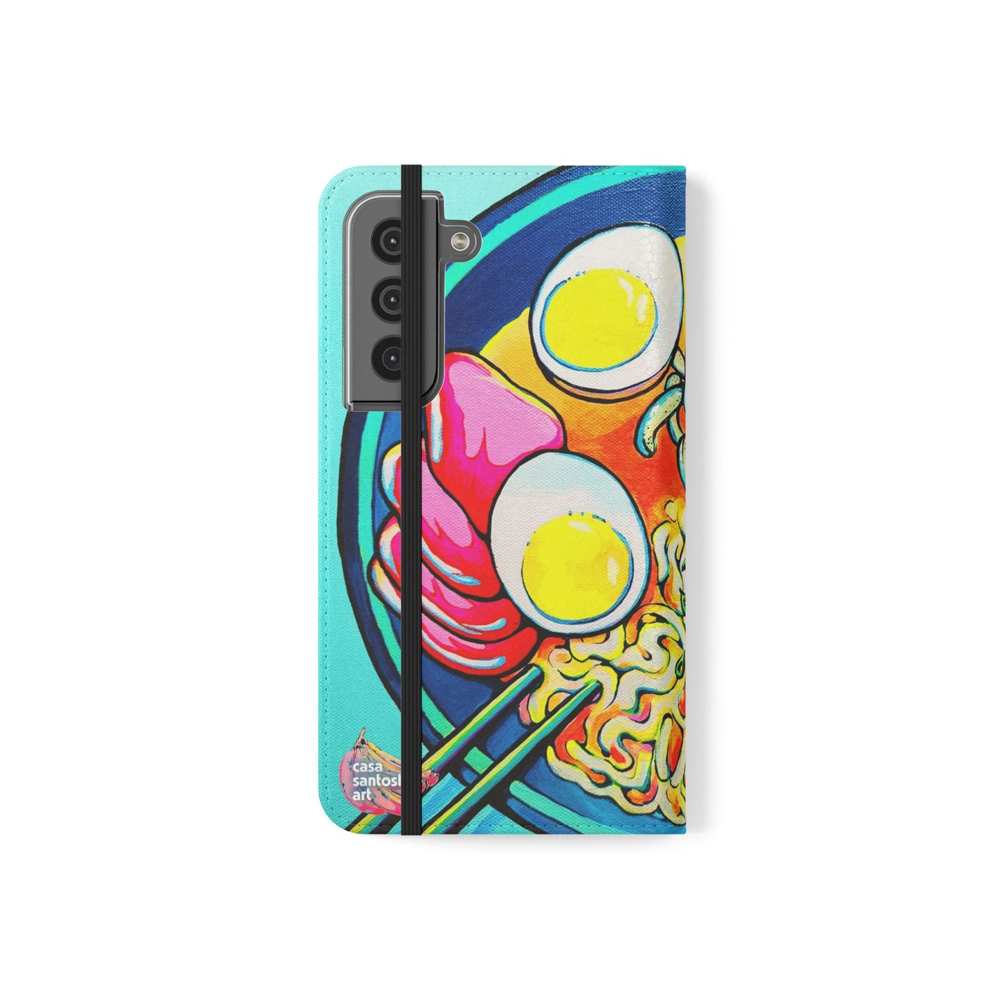 Neon Ramen Flip Phone Case – Wallet Cover with Card Slots