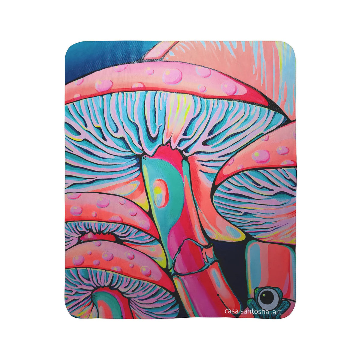 Trippy Mushrooms Fleece Sherpa Blanket