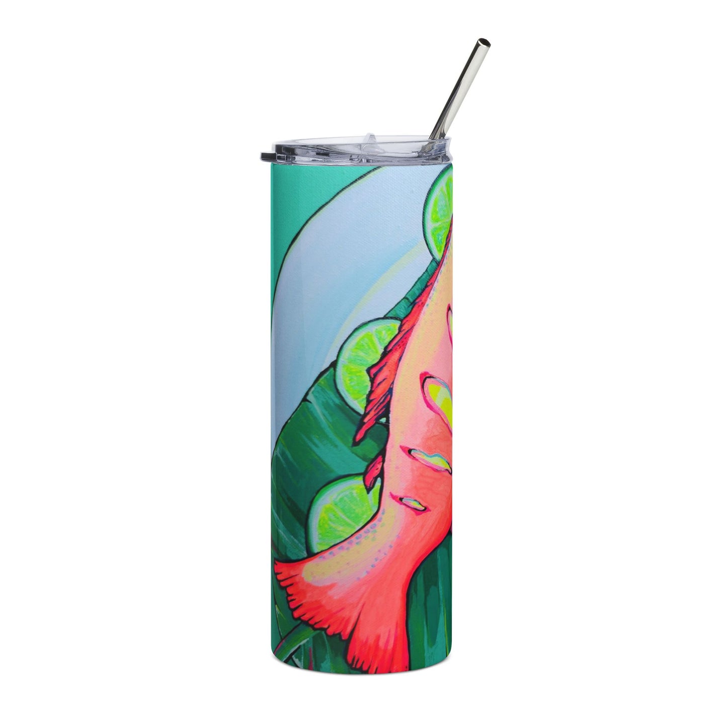 Neon Fried Fish Stainless Steel Tumbler, 20oz | Fun Travel Mug, Eco-Friendly
