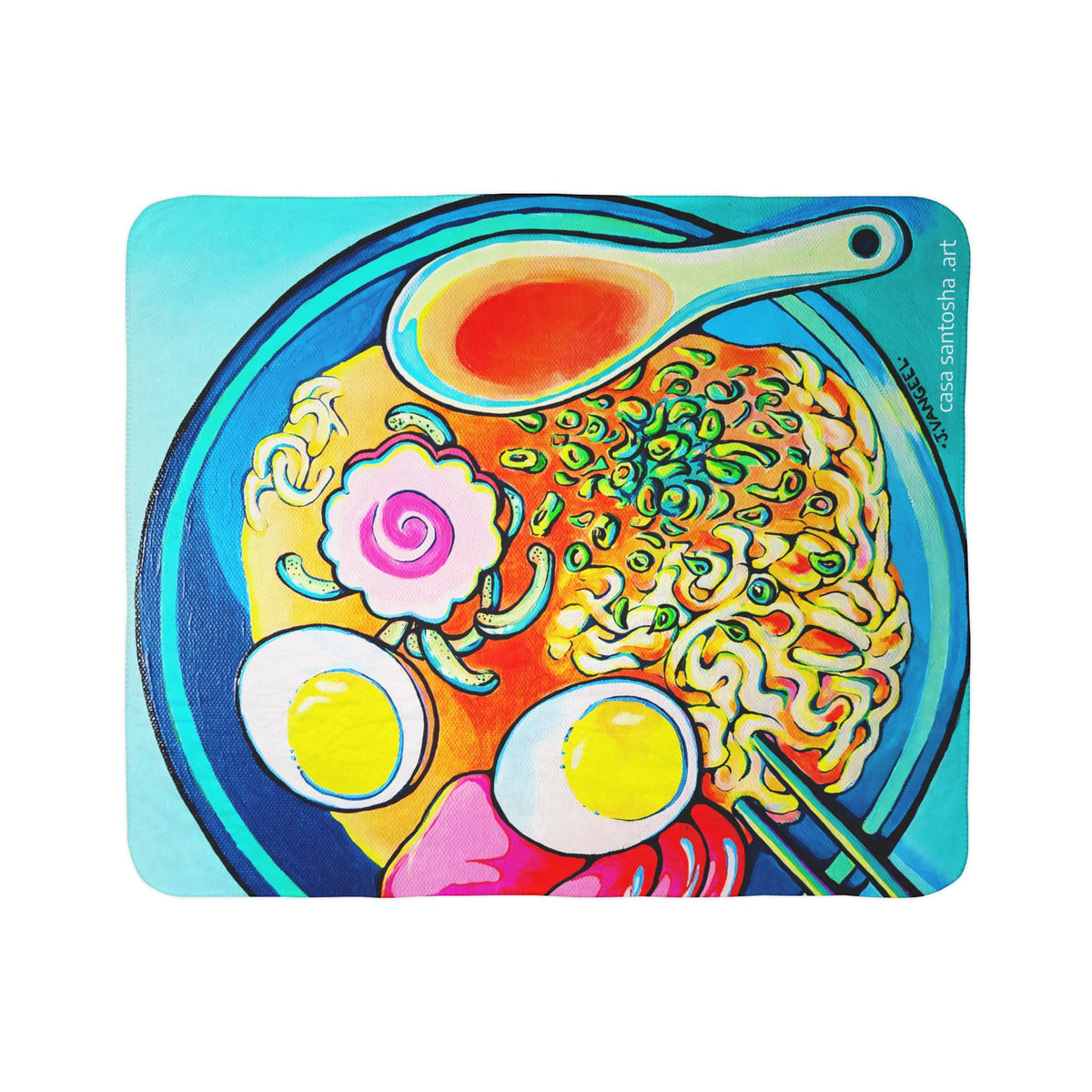 Neon Ramen Fleece Sherpa Blanket