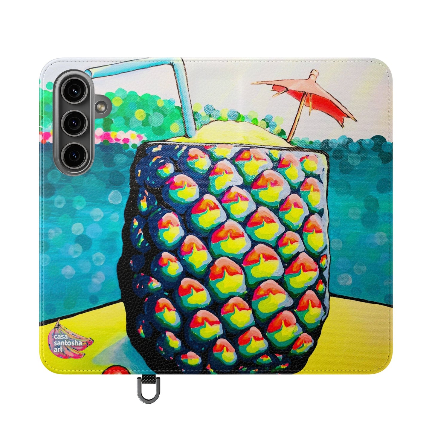 Neon Piña Colada Flip Phone Case – Wallet Cover with Card Slots