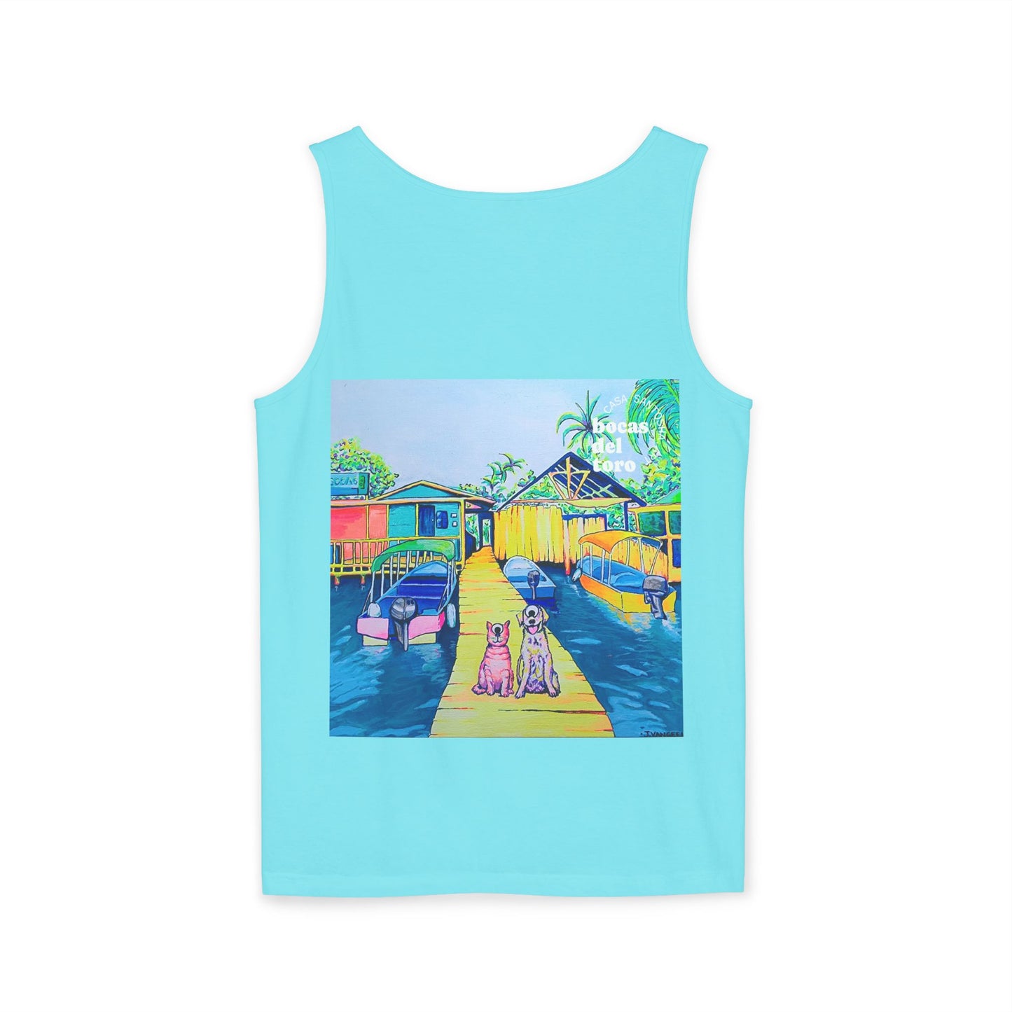 Unisex Cyclops Cat and Dog in Bocas Tank Top - Perfect for Summer Vibes