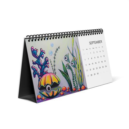 100% Cyclops Vibrant Art Desktop Calendar 2026
