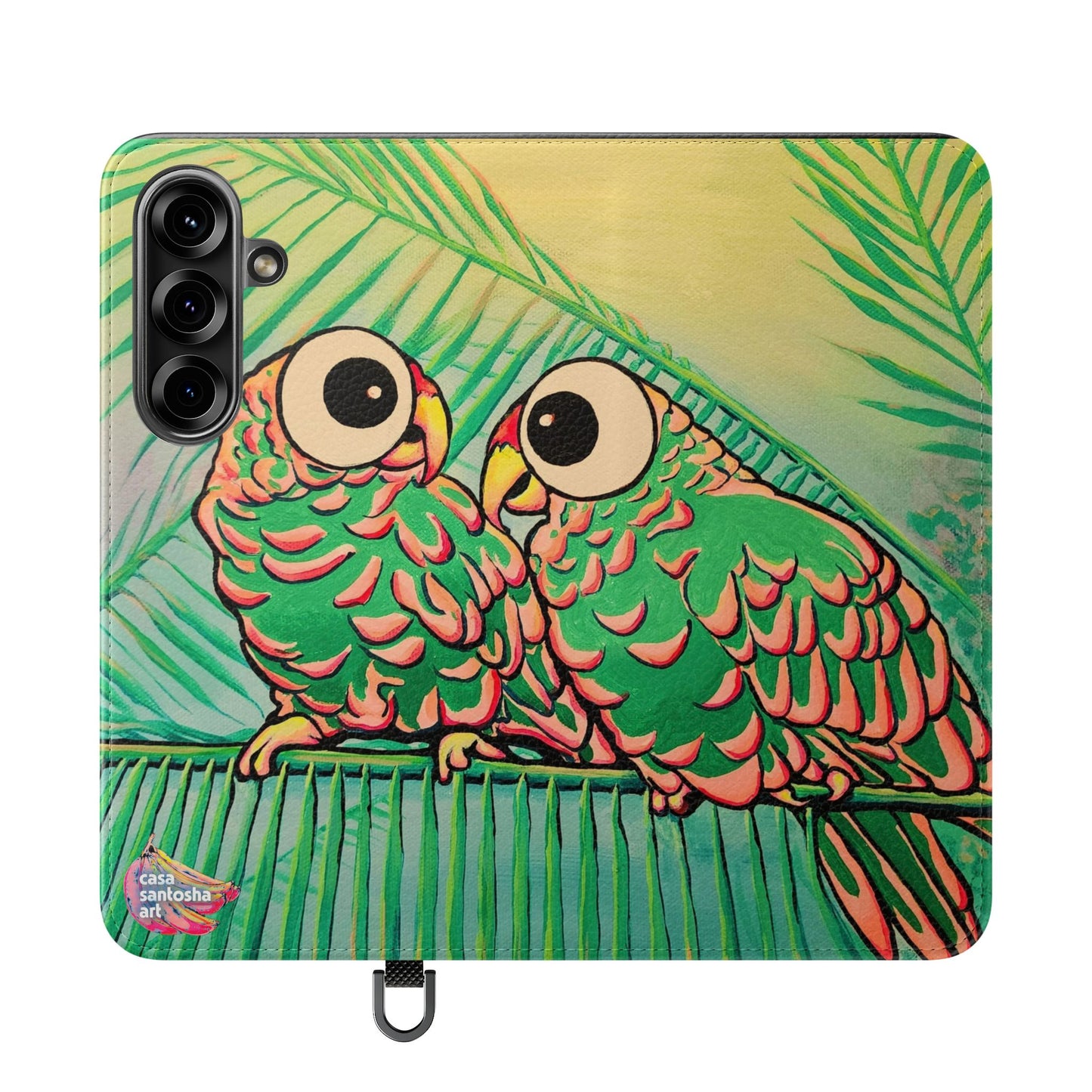 Chatty Cyclops Parrots Flip Phone Case – Wallet Cover with Card Slots