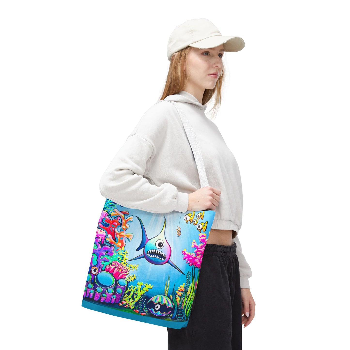 Premium Cyclops Shark Tote Bag, Original Artist Design, Reusable Shopping Tote,  Eco-Friendly