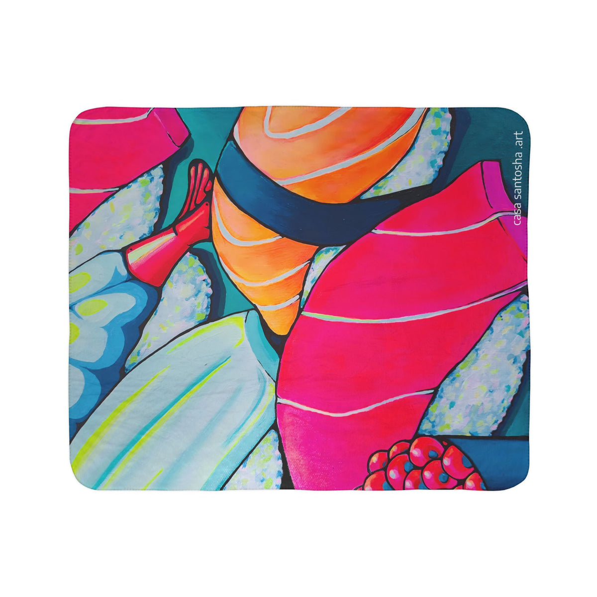 Neon Sushi Fleece Sherpa Blanket
