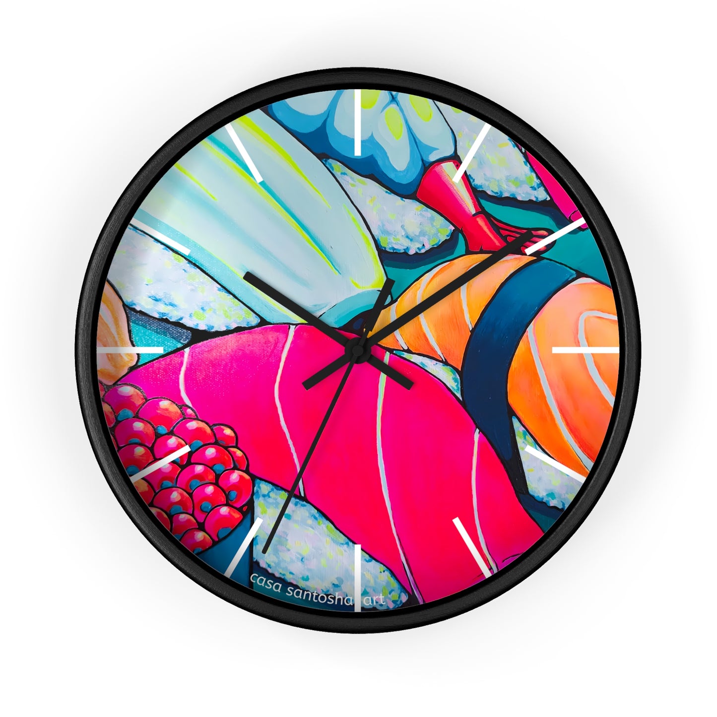 Horloge murale néon Sushi Pop Art