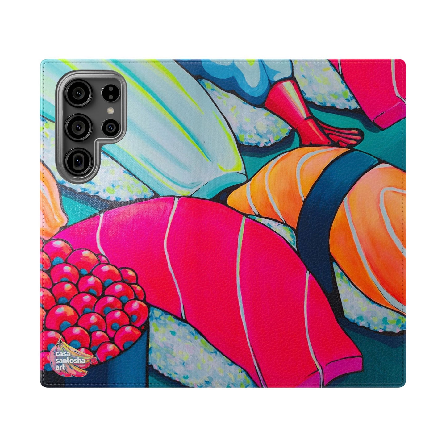 Neon Sushi Flip Phone Case – Wallet Cover with Card Slots