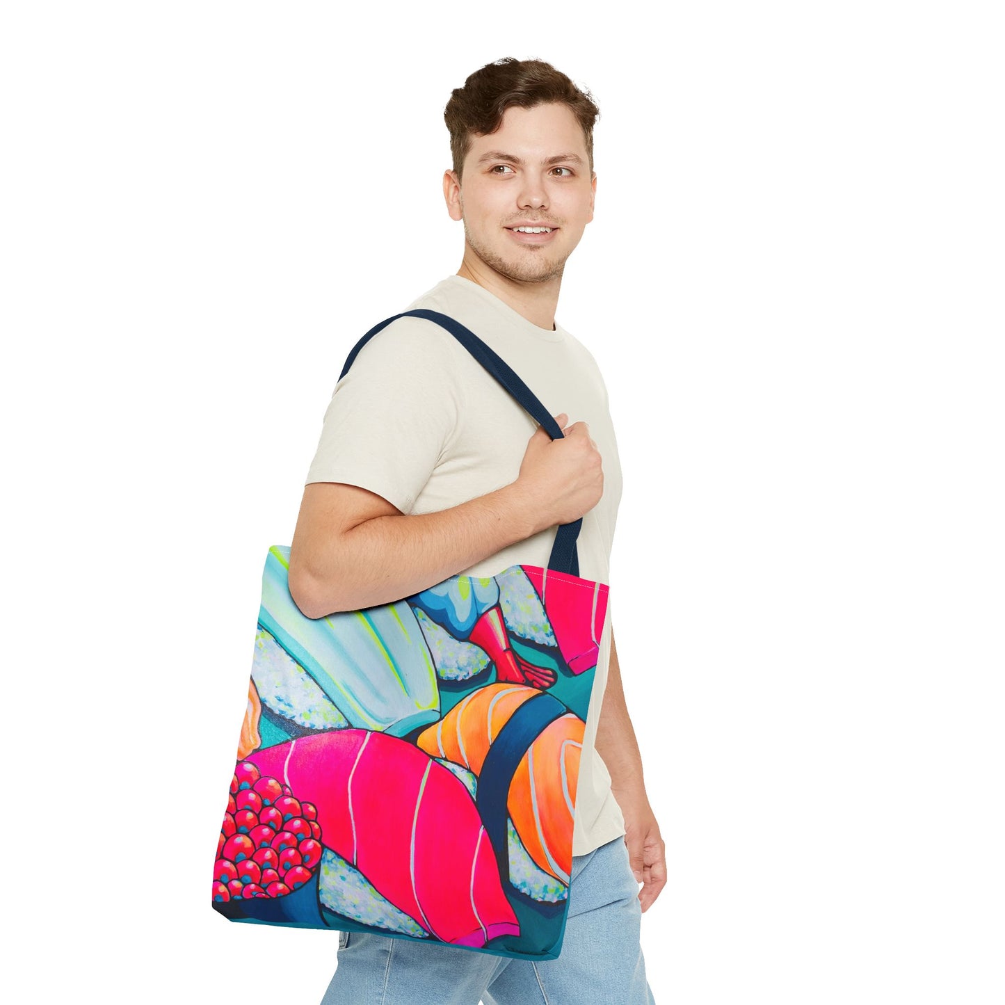 Premium Neon Sushi Tote Bag, Original Artist Design, Reusable Shopping Tote, Eco-Friendly