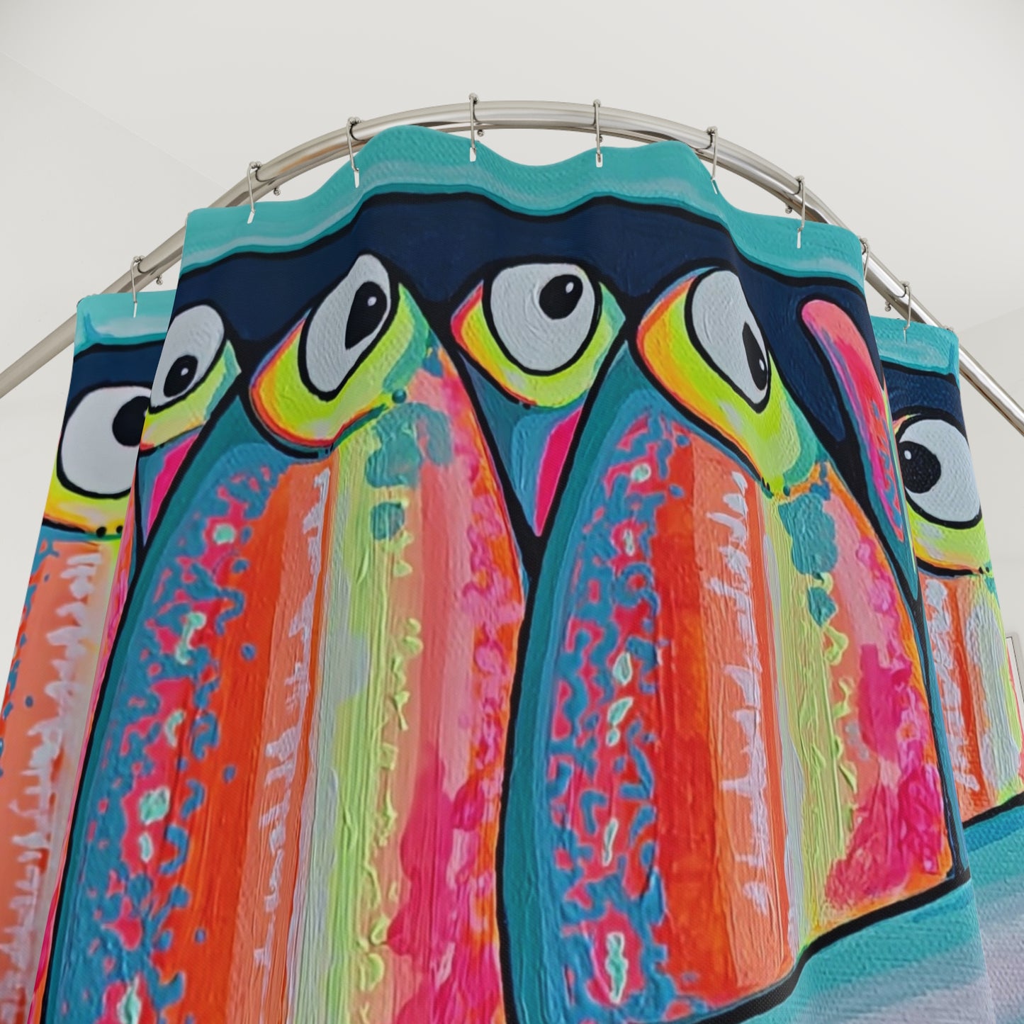 Neon Sardines Pop Art Shower Curtain