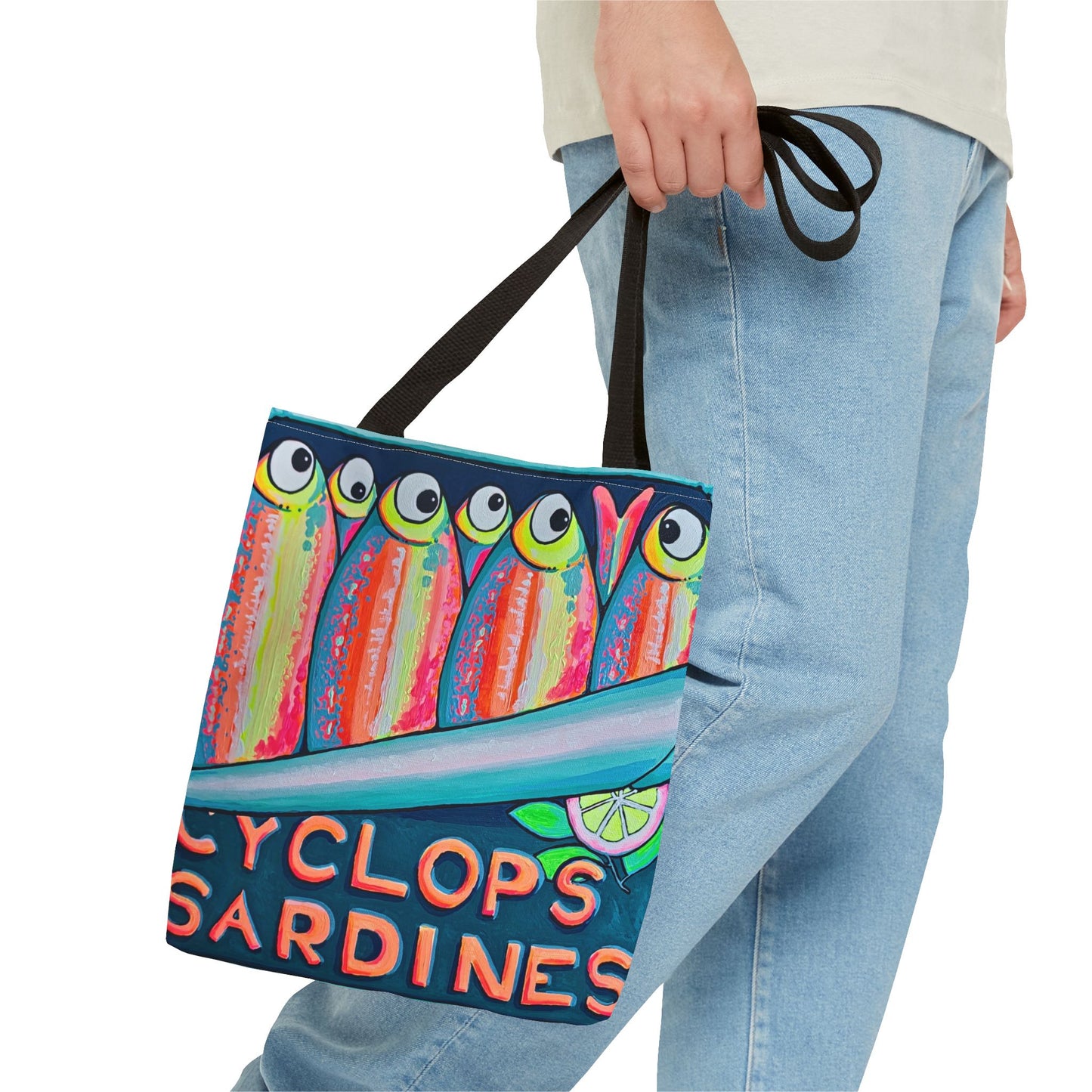 Premium Neon Sardines Tote Bag, Original Artist Design, Reusable Shopping Tote, Eco-Friendly