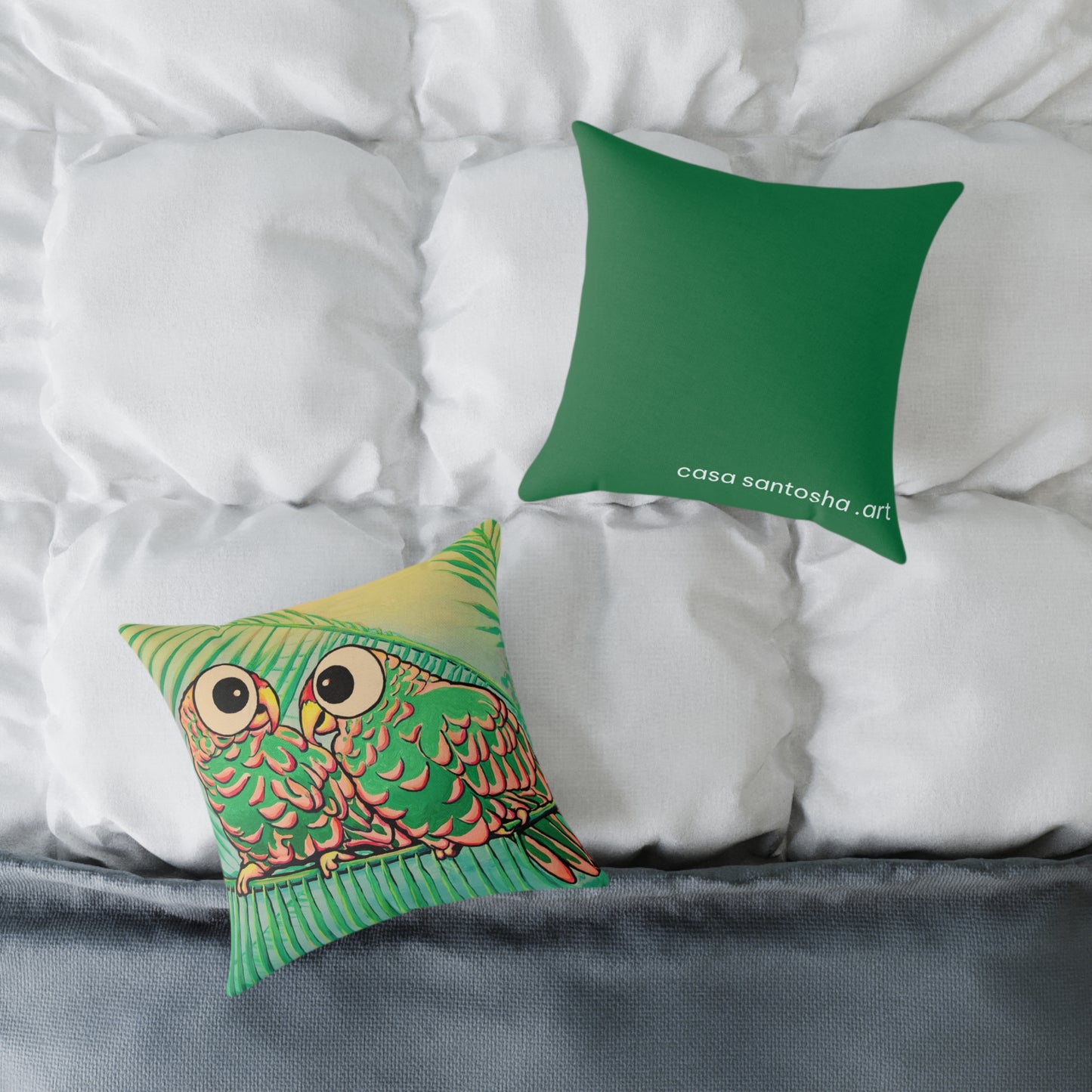 Chatty Cyclops Parrots Art Canvas Decorative Pillow