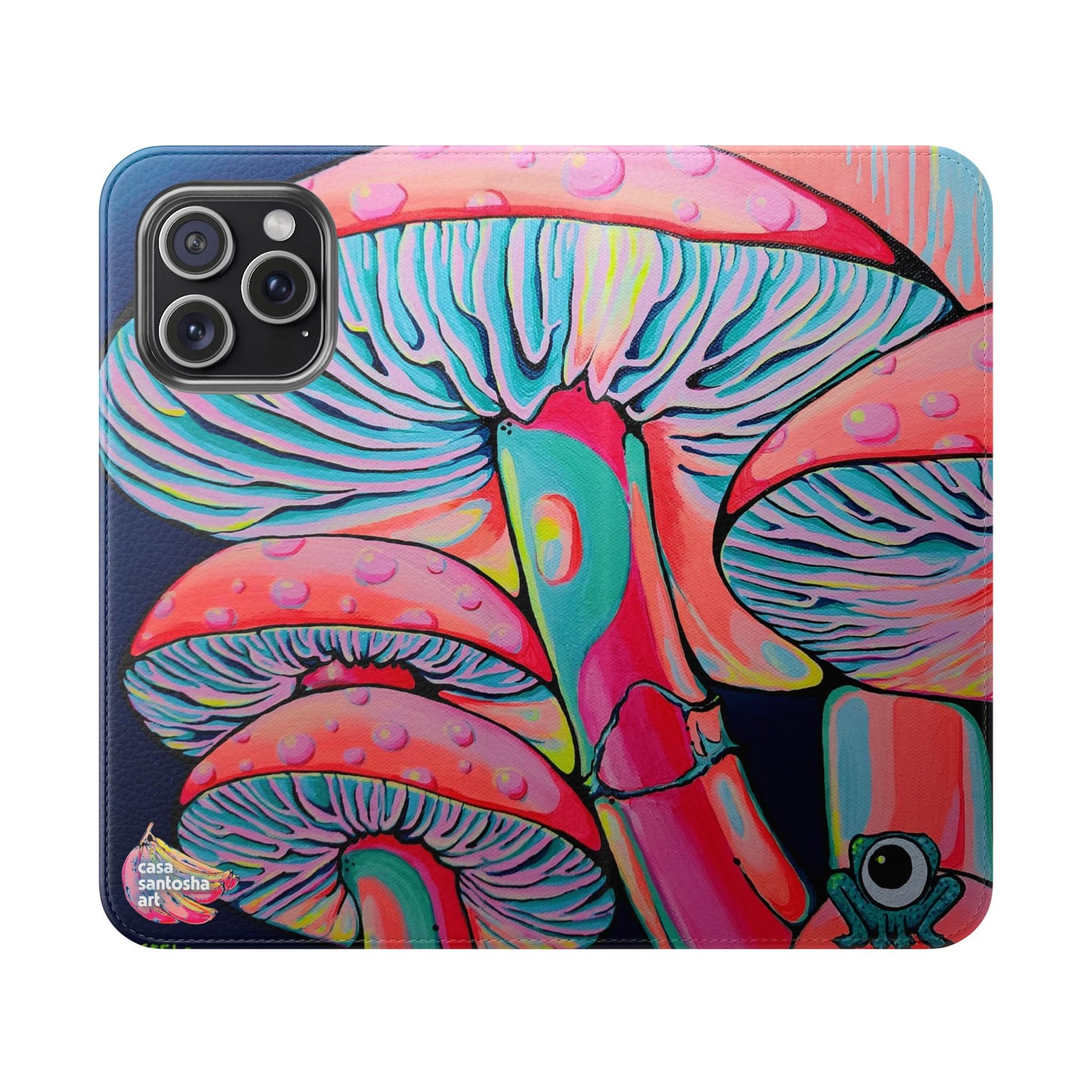 Trippy Mushrooms Flip Phone Case – Wallet Cover with Card Slots