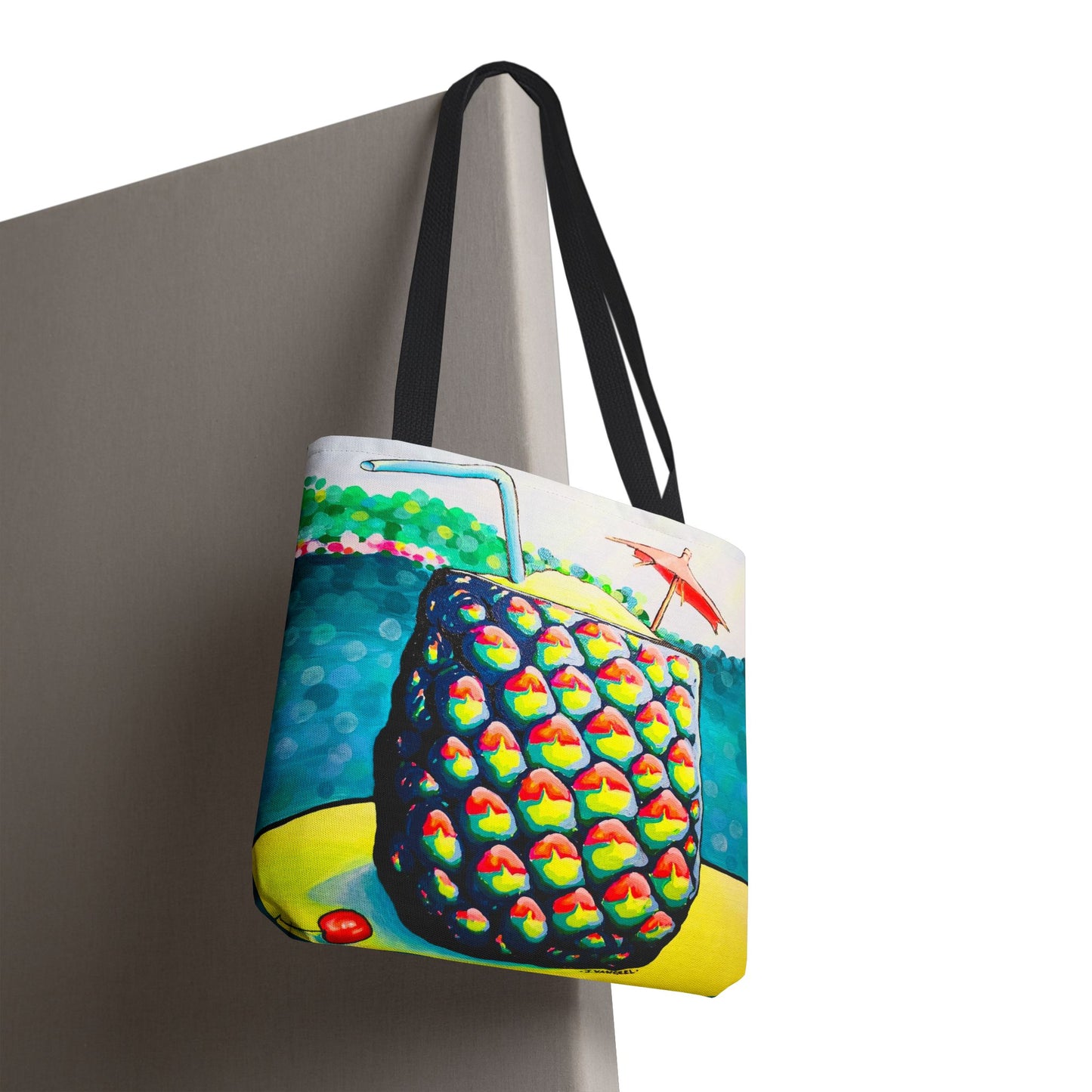 Premium Neon Piña Colada Tote Bag, Original Artist Design, Reusable Shopping Tote,  Eco-Friendly