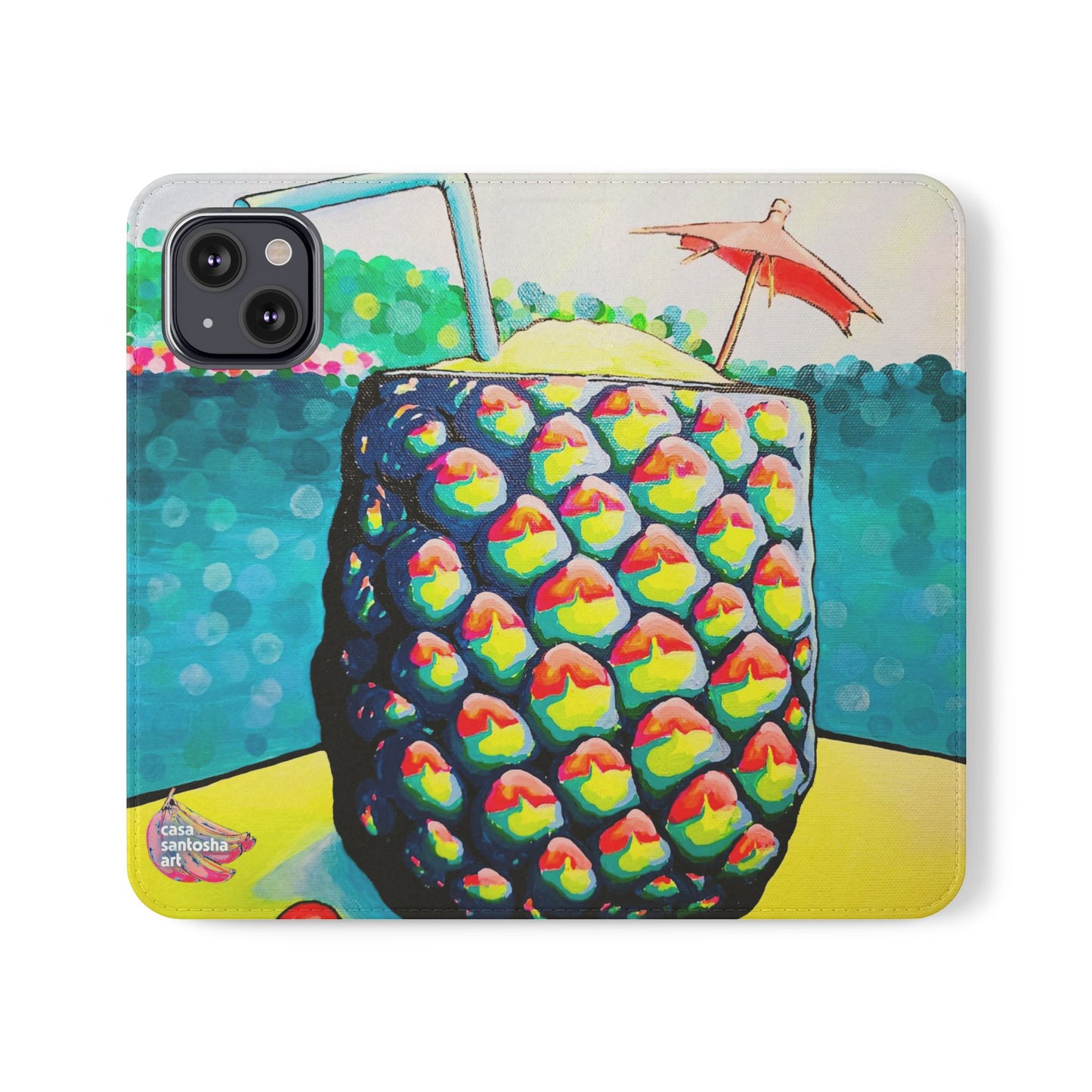 Neon Piña Colada Flip Phone Case – Wallet Cover with Card Slots