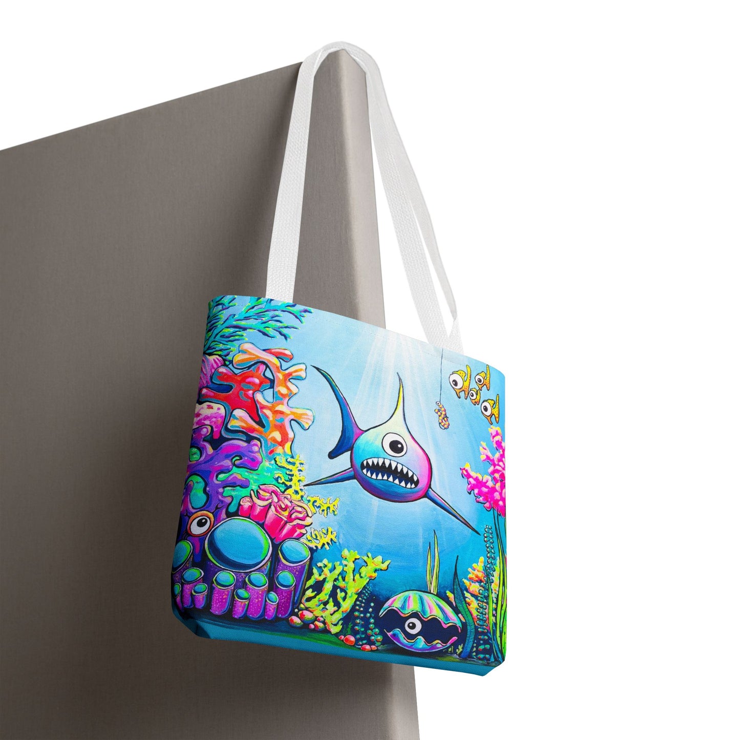 Premium Cyclops Shark Tote Bag, Original Artist Design, Reusable Shopping Tote,  Eco-Friendly