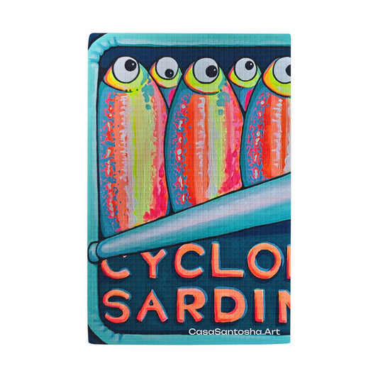 Neon Sardines Waffle Weave Kitchen Hand Towel