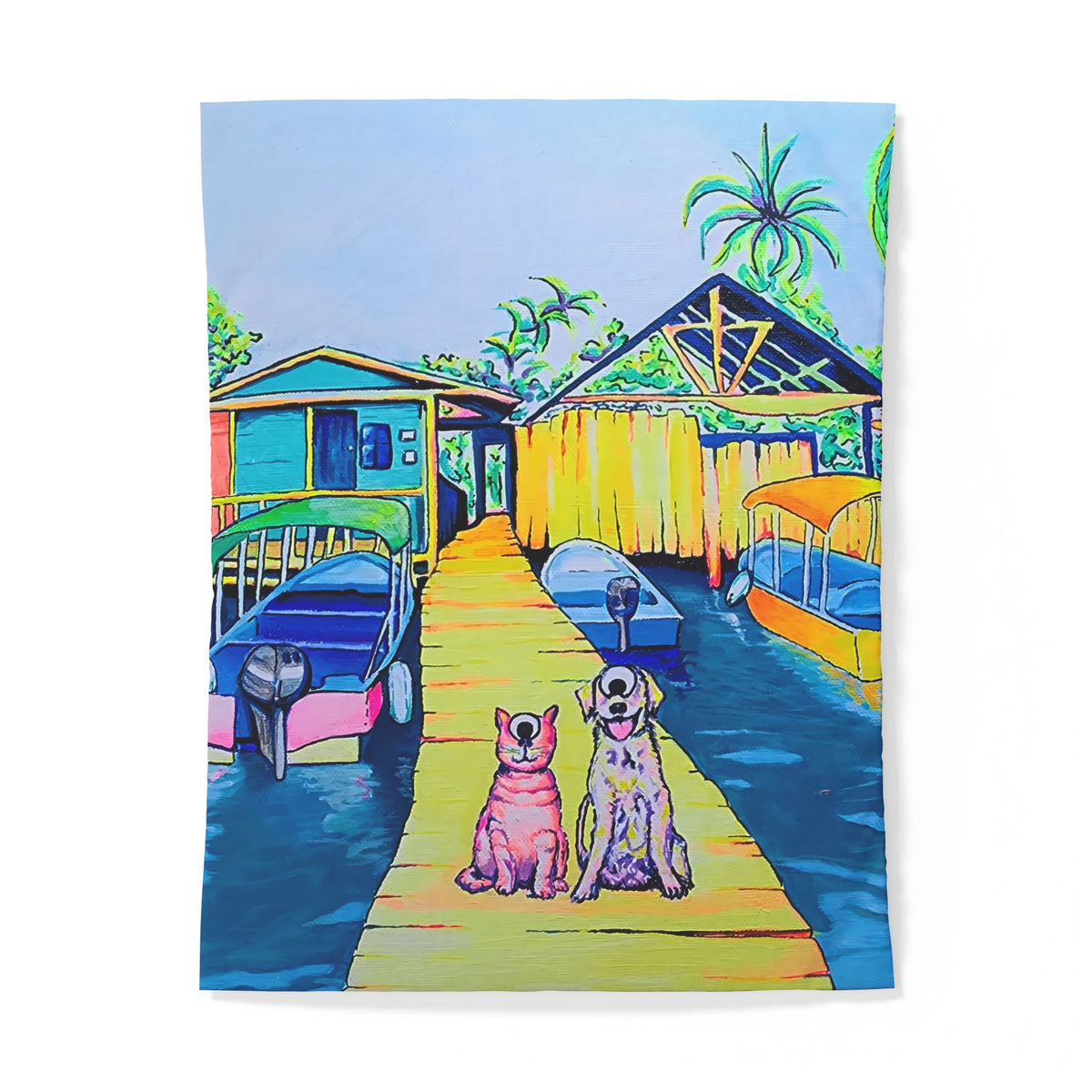 Cyclops Cat and Dog in Bocas Duvet Cover