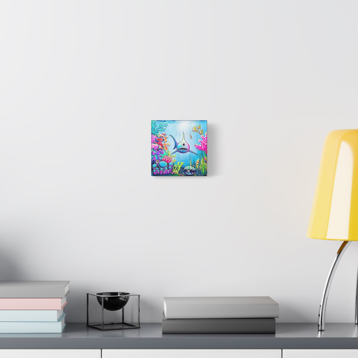 Cyclops Shark Original Canvas Art Print, Unique Home Decor, Wall Art