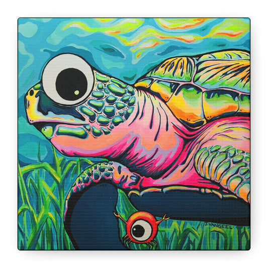 Cyclops Turtle Original Canvas Art Print, Gift, Unique Wall Decor