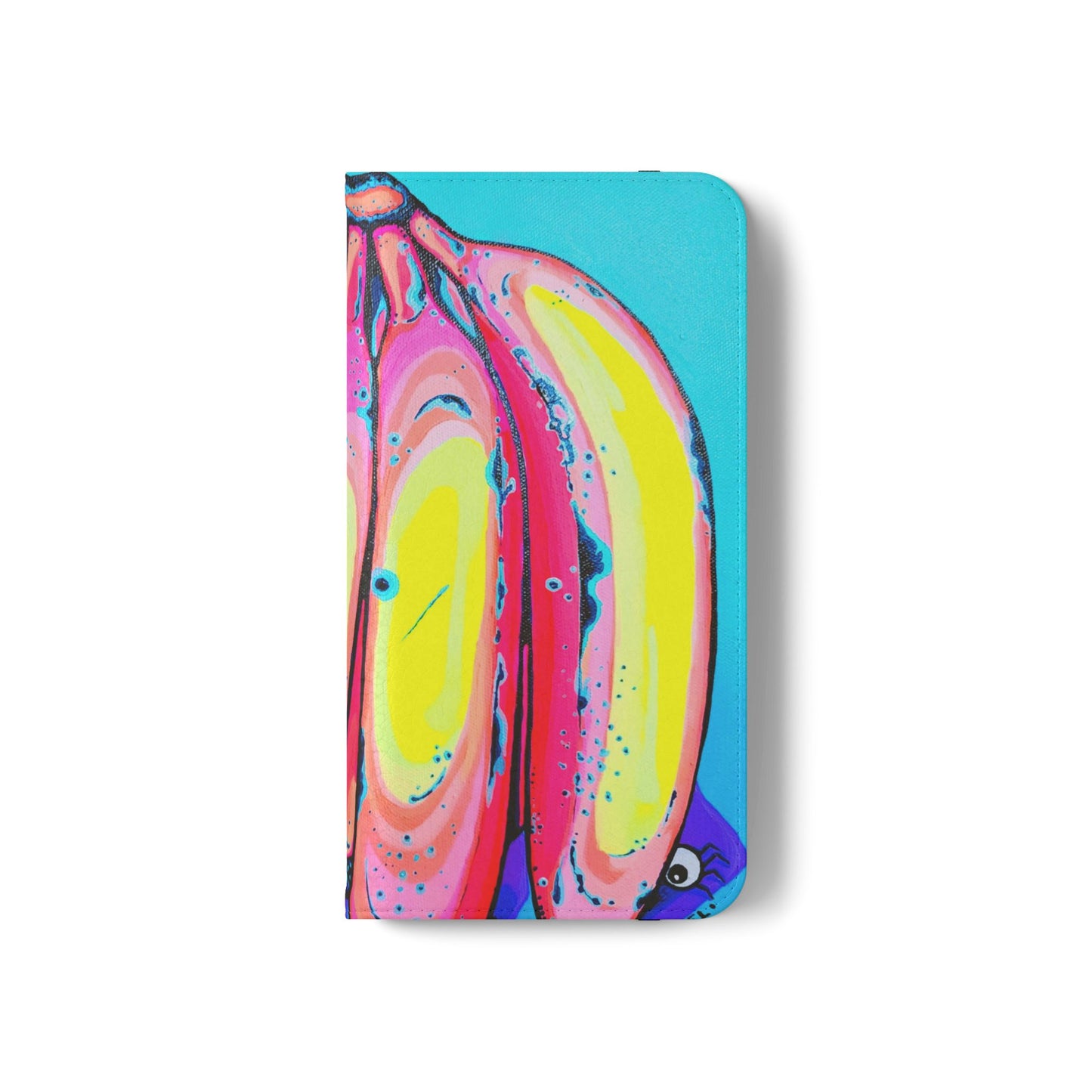 Neon Fat Bananas Flip Phone Case – Wallet Cover with Card Slots