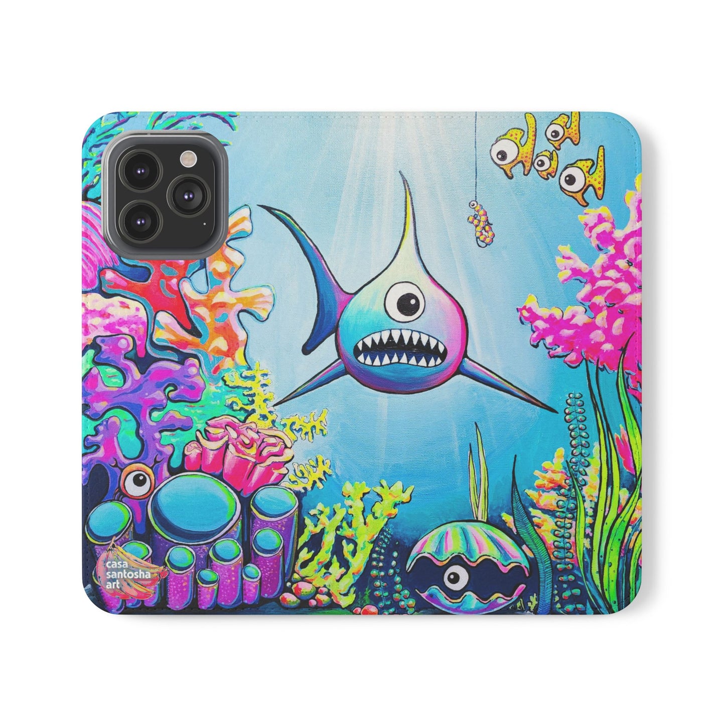 Cyclops Shark Flip Phone Case – Wallet Cover with Card Slots