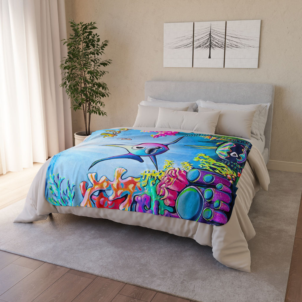 Cyclops Shark Fleece Sherpa Blanket