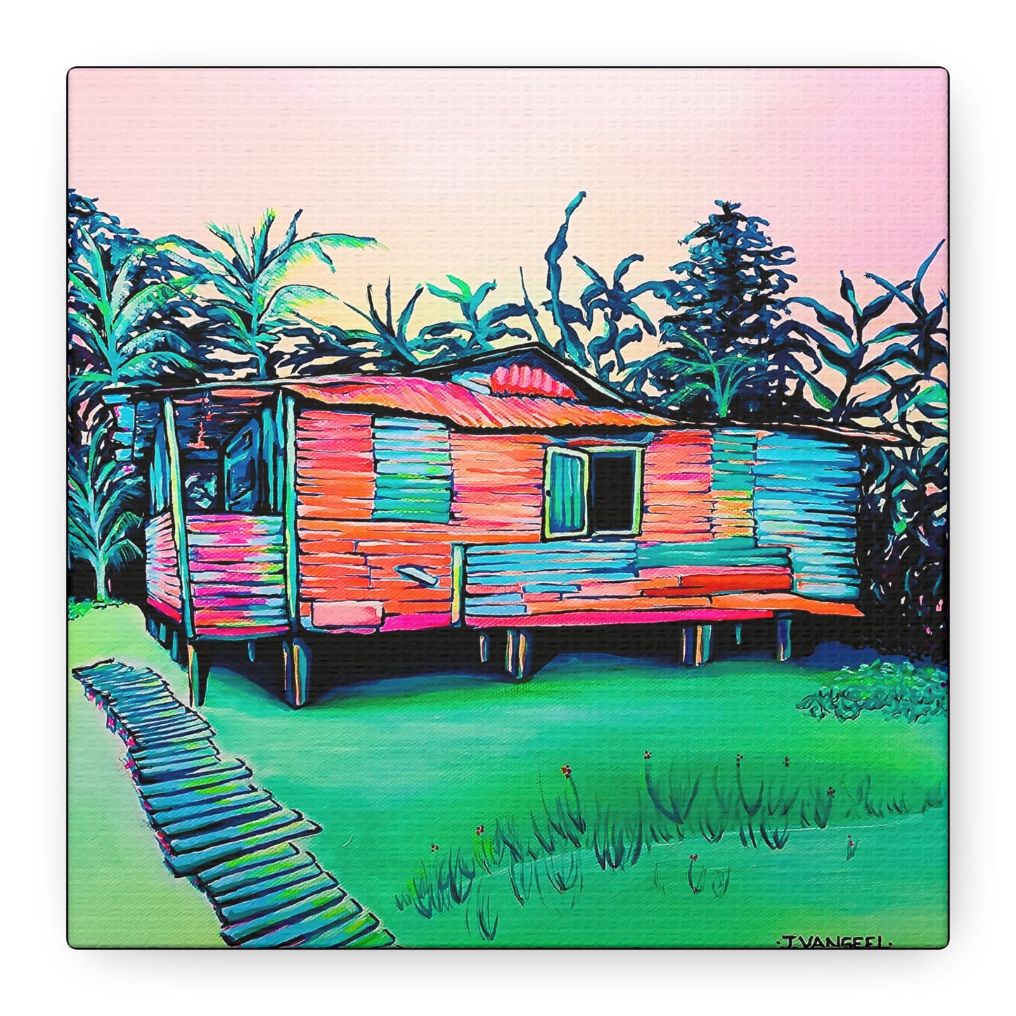 Luis Russell House Bocas Original Canvas Art Print, Gift, Unique Wall Decor