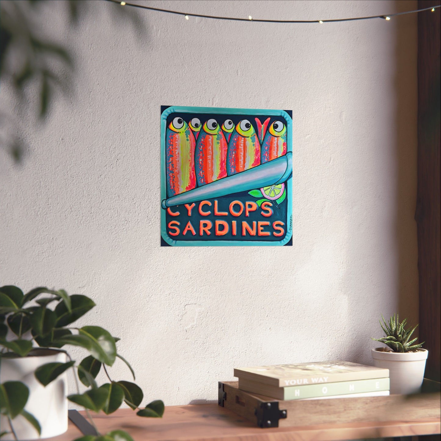 Neon Sardines Giclée Art Poster