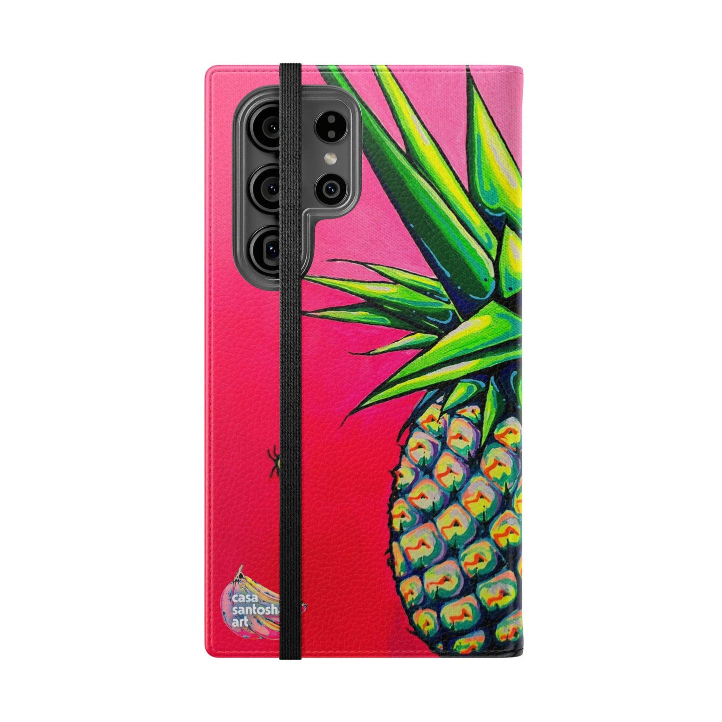 Neon Pineapple Flip Phone Case – Wallet Cover with Card Slots
