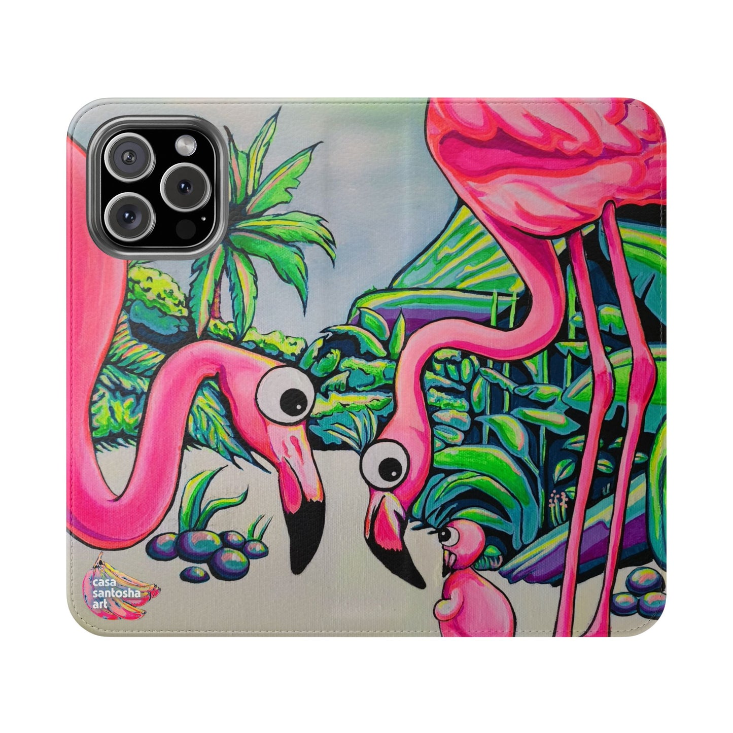 Cyclops Flamingo Family Flip Phone Case – Wallet Cover with Card Slots