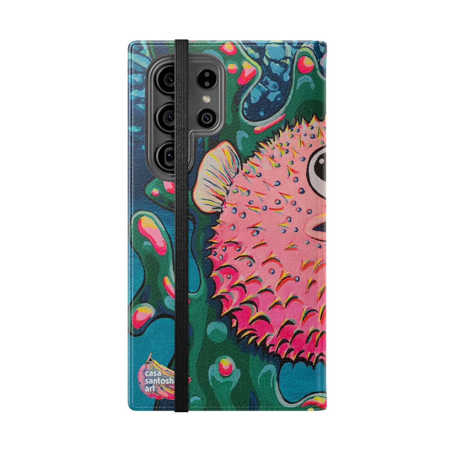 Cyclops Pufferfish Flip Phone Case – Wallet Cover with Card Slots