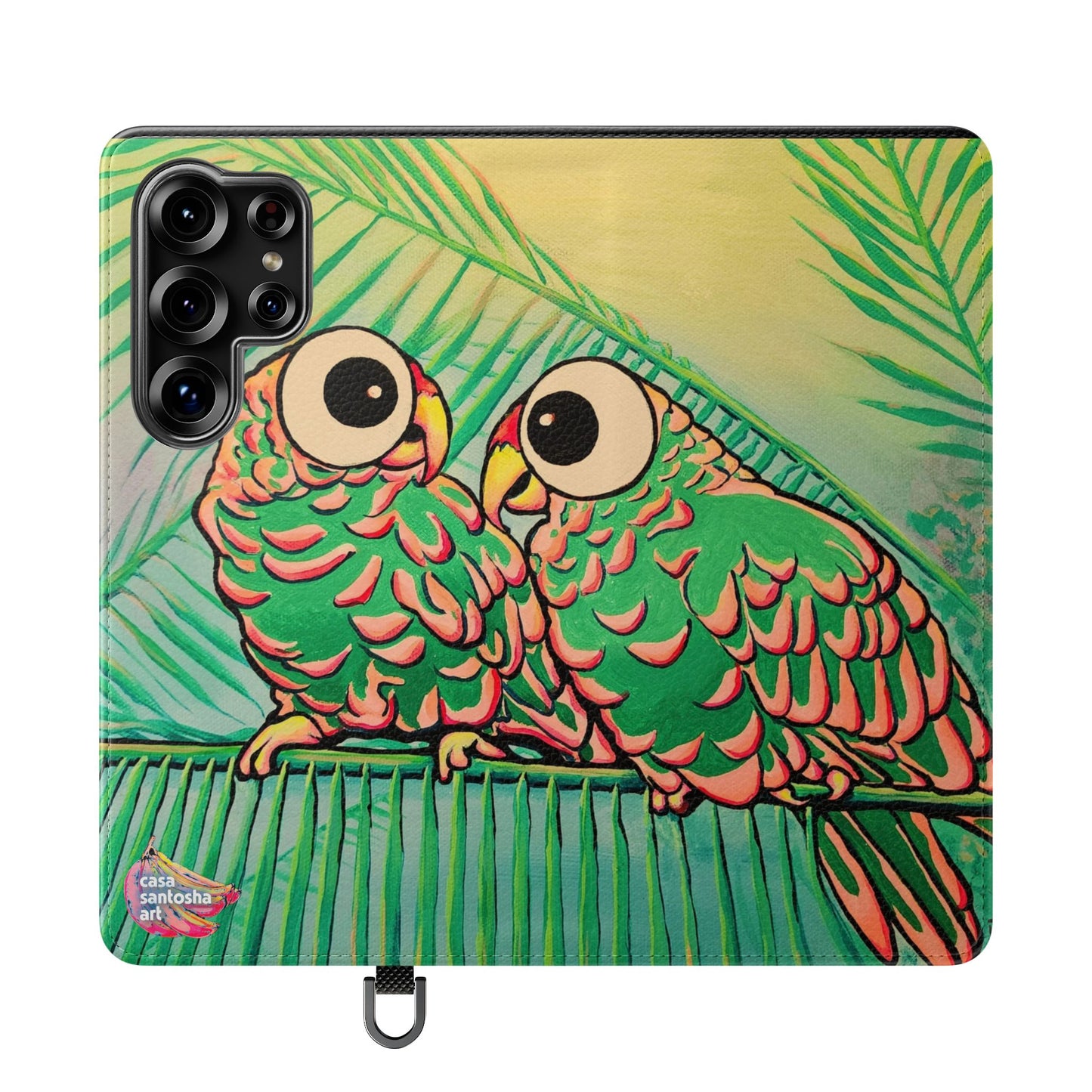 Chatty Cyclops Parrots Flip Phone Case – Wallet Cover with Card Slots