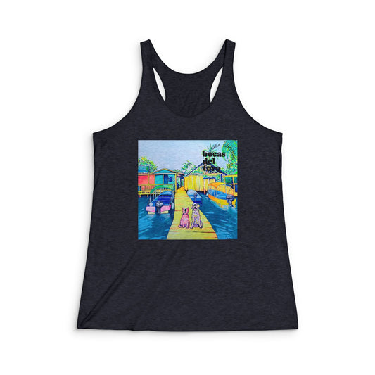 Women's Cyclops Cat and Dog in Bocas Graphic Racerback Tank