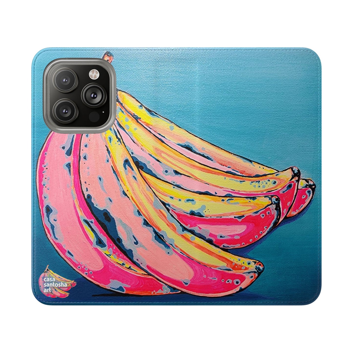 Neon Bananas Flip Phone Case – Wallet Cover with Card Slots